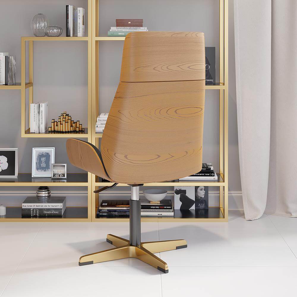 Premium Leather Modern Home Office Chair - Ergonomic High Back Executive Desk Chair with Lumbar Support - Perfect for Work, Gaming & Study
