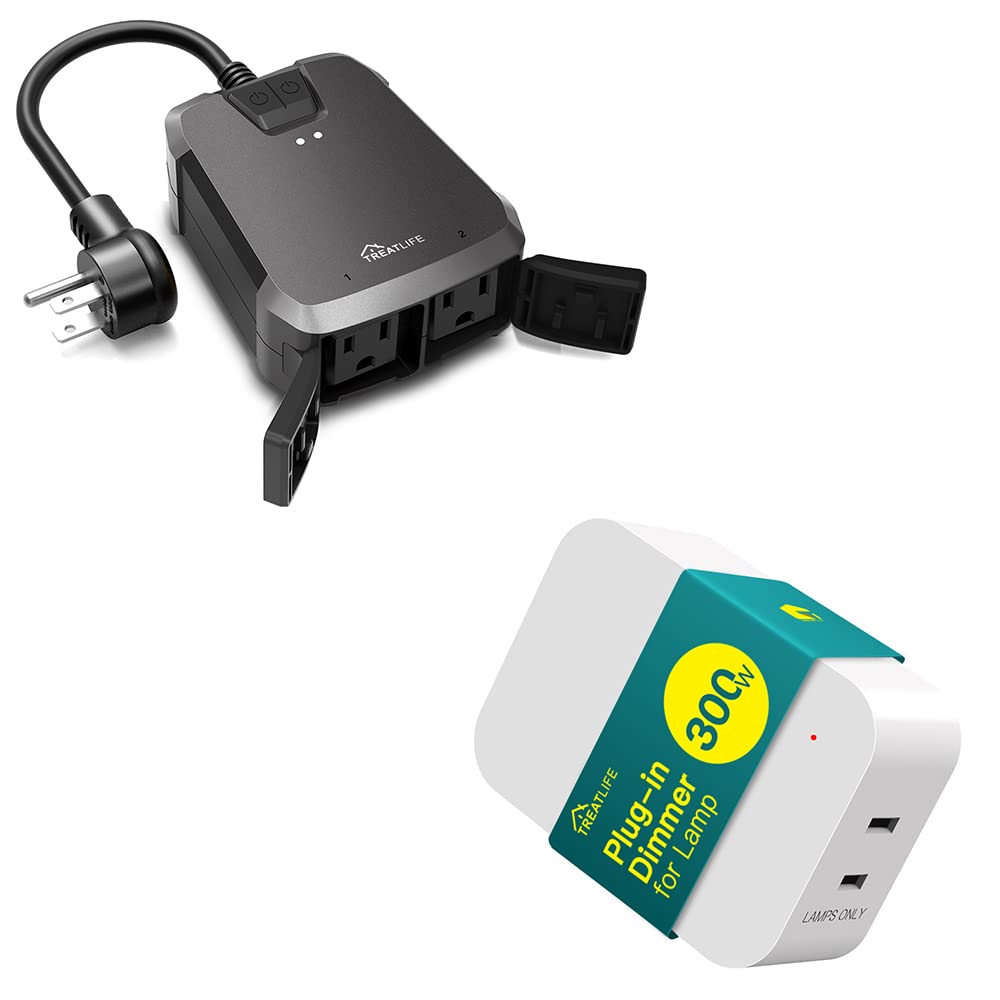 Apple HomeKit Outdoor Smart Plug & Smart Dimmer Plug Bundle - Weatherproof WiFi Outlet for Lights, Fans & Appliances - Perfect for Patio, Garden & Outdoor Decor