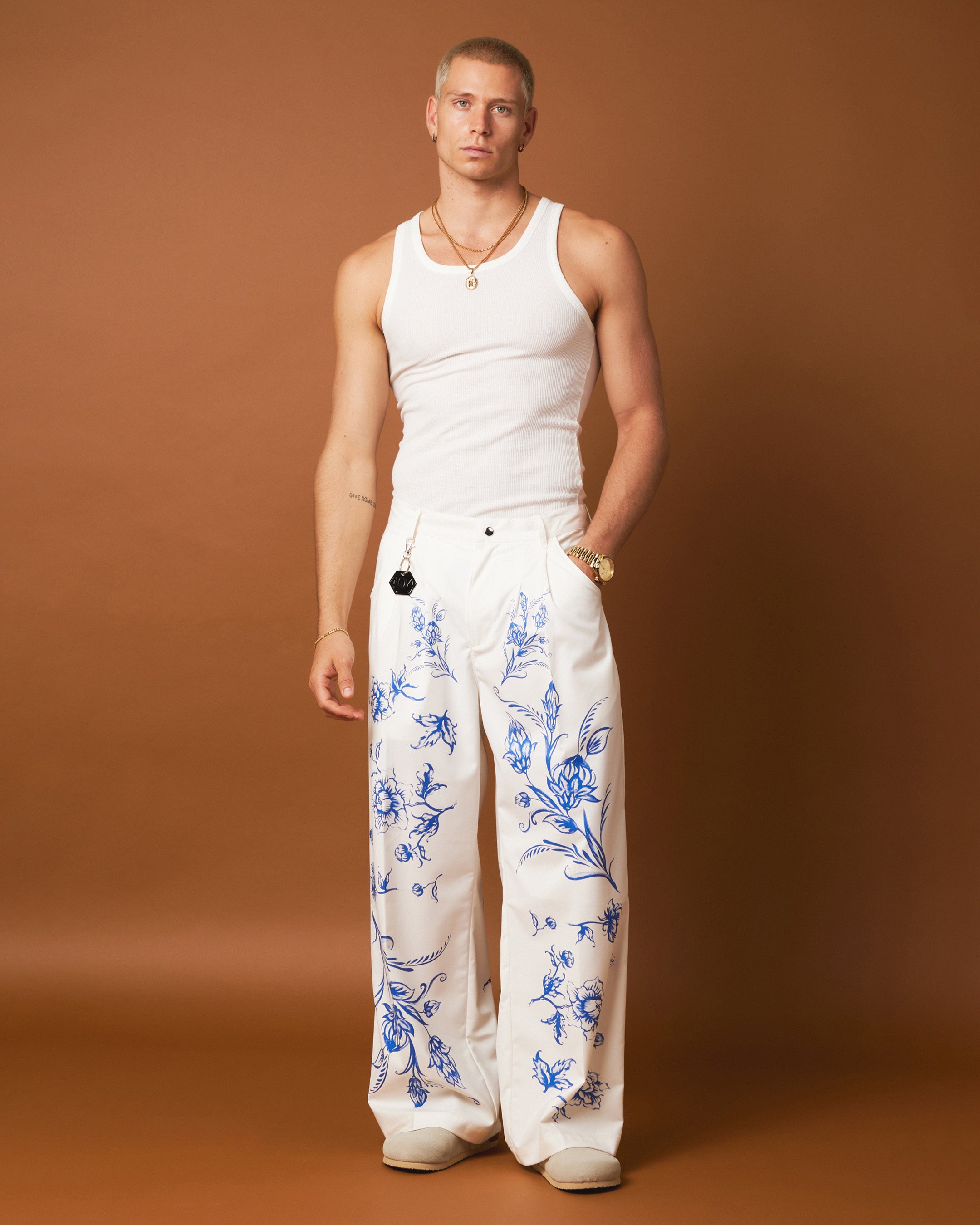 404 Ceramic Flare Pants for Women - High Waisted Wide Leg Trousers in Off White | Boho Chic Vintage Style for Casual Wear, Office & Date Night