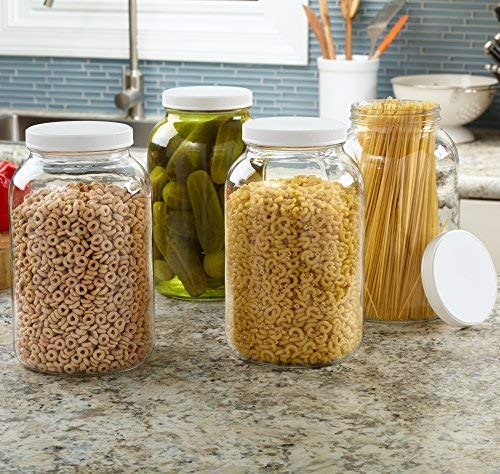 1790 110mm White Plastic Lids for Wide Mouth Mason Jars - 4 Pack | Airtight Seal for Food Storage, Canning, Pickling & DIY Crafts