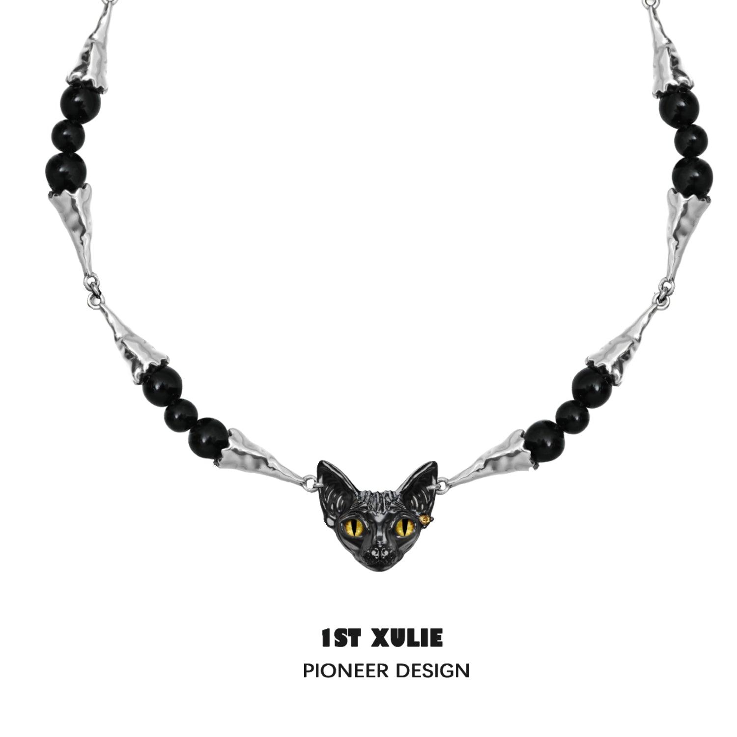 18k Platinum Plated Dark Billows Choker Necklace for Women - Elegant Gothic Cat Eye Jewelry Gift for Her - Perfect for Parties, Date Nights & Special Occasions