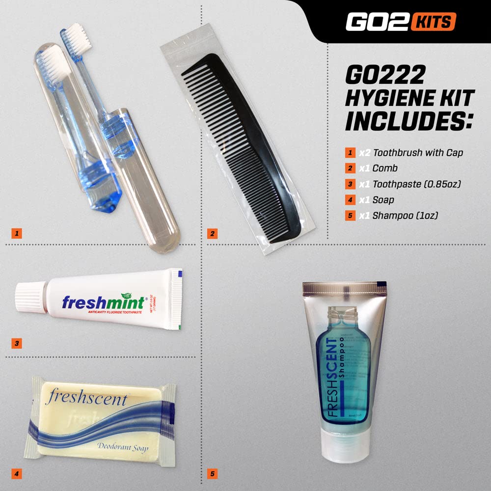 50-Pack Travel Toiletry Kit with Reusable Toothbrush & Bath Soap - Essential Hygiene Kit for Business Travel, Vacation & Charity Donations - Perfect for Hotels, Airports & Emergency Preparedness