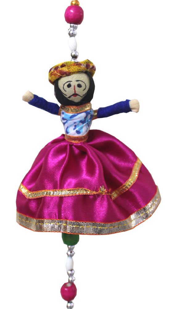 Traditional Indian Puppet Dolls - Handmade Wall Hanging Mobile String Decor (Set of 5) - Perfect for Nursery, Kids Room, Cultural Decor & Festival Celebrations