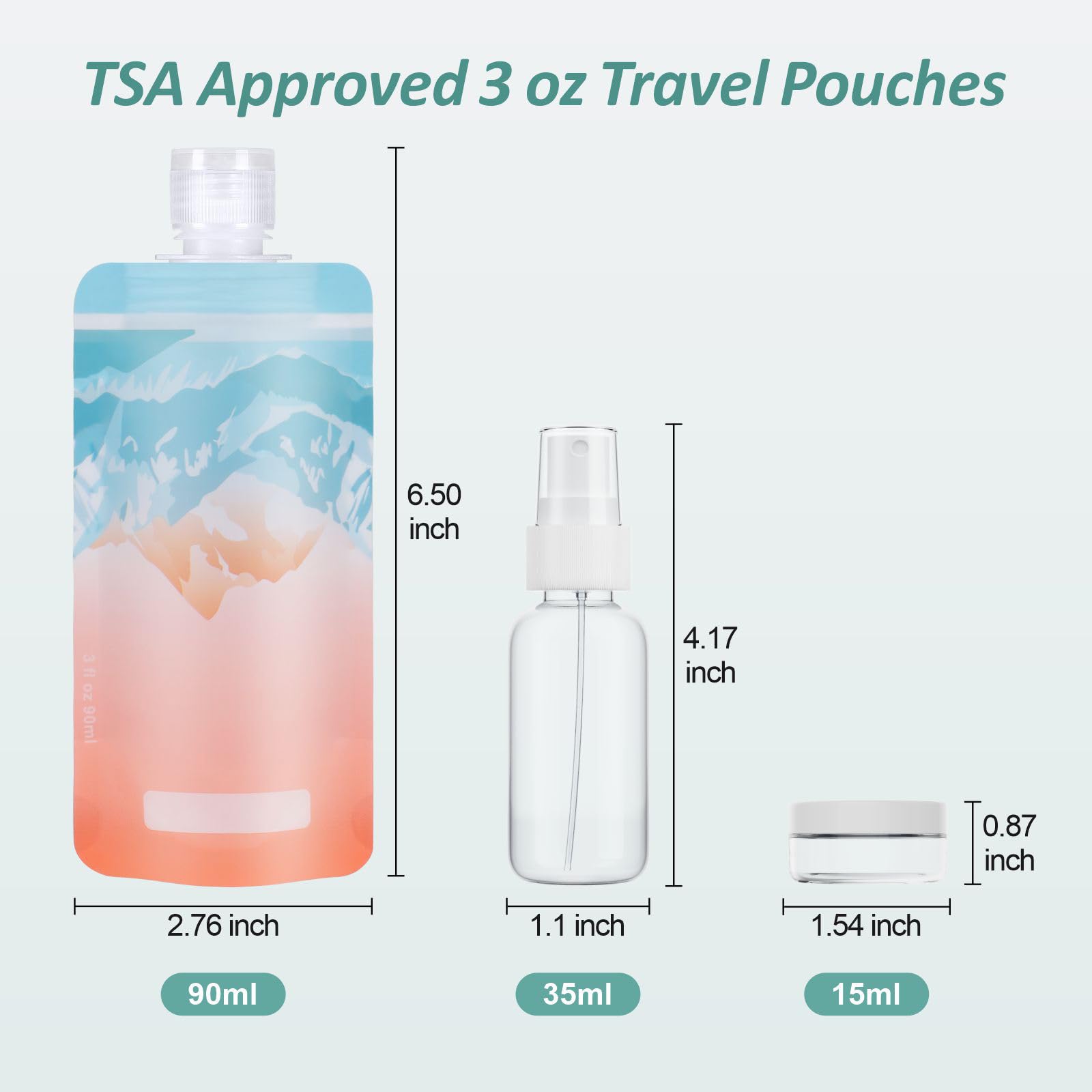 PACKISM 15-Pack 3oz Leak-Proof TSA Approved Travel Toiletry Bottles - Slim & Lightweight Space-Saving Containers for Shampoo, Conditioner, Lotion & Body Wash - Perfect for Air Travel, Camping & Gym Use