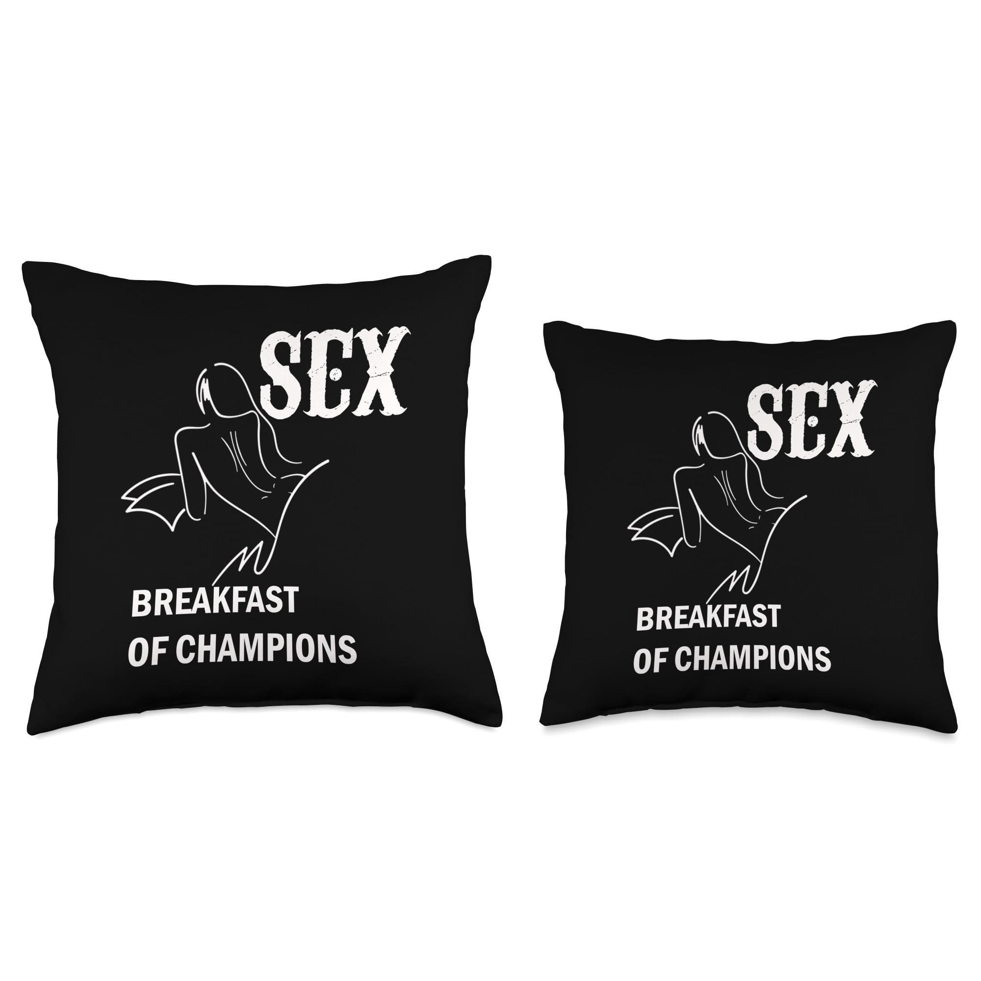 Funny Naughty Throw Pillow - Breakfast of Champions Design - Perfect for Adult Humor Home Decor, Bedroom & Living Room Accessories