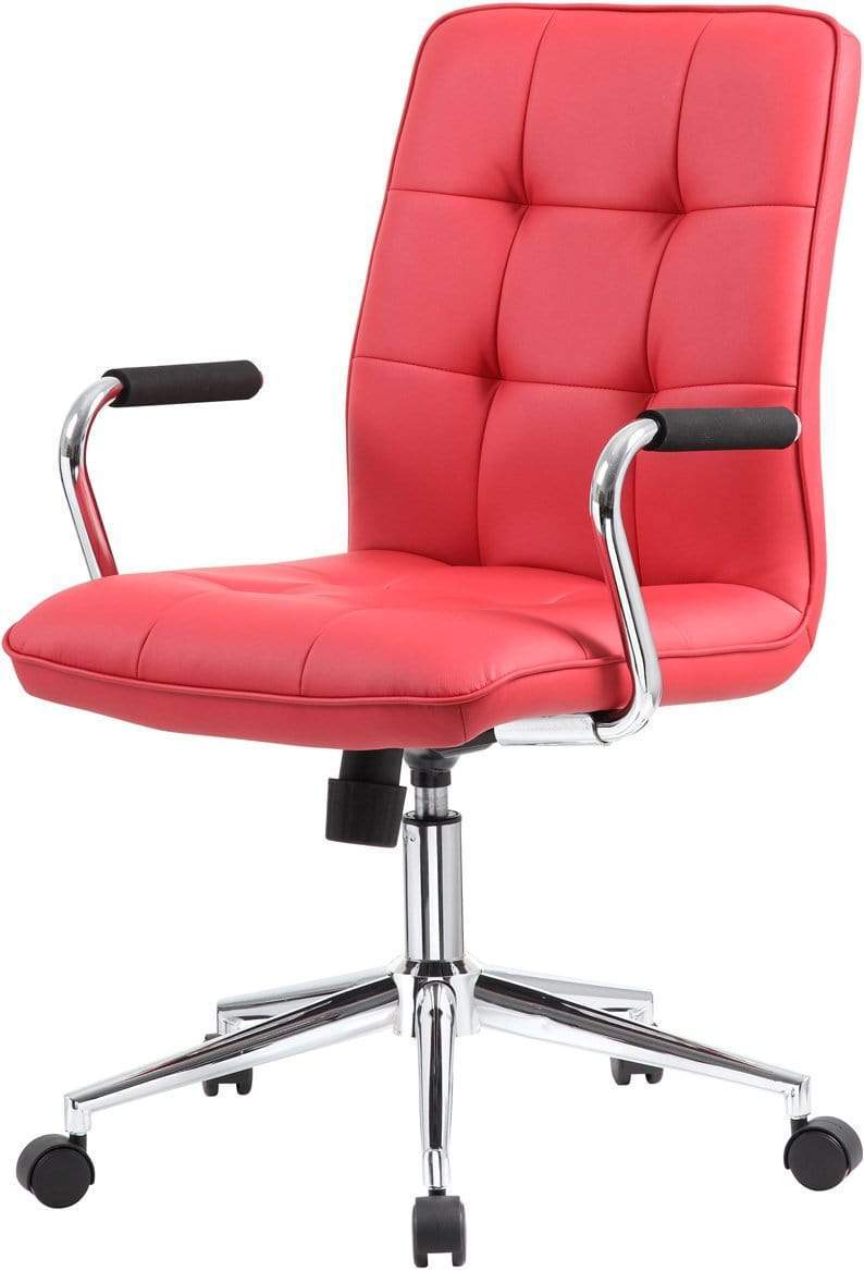 Ergonomic Boss Modern Office Chair with Chrome Arms - Adjustable Height & Lumbar Support - Black [B331 BK] for Home Office, Gaming & Executive Workspace