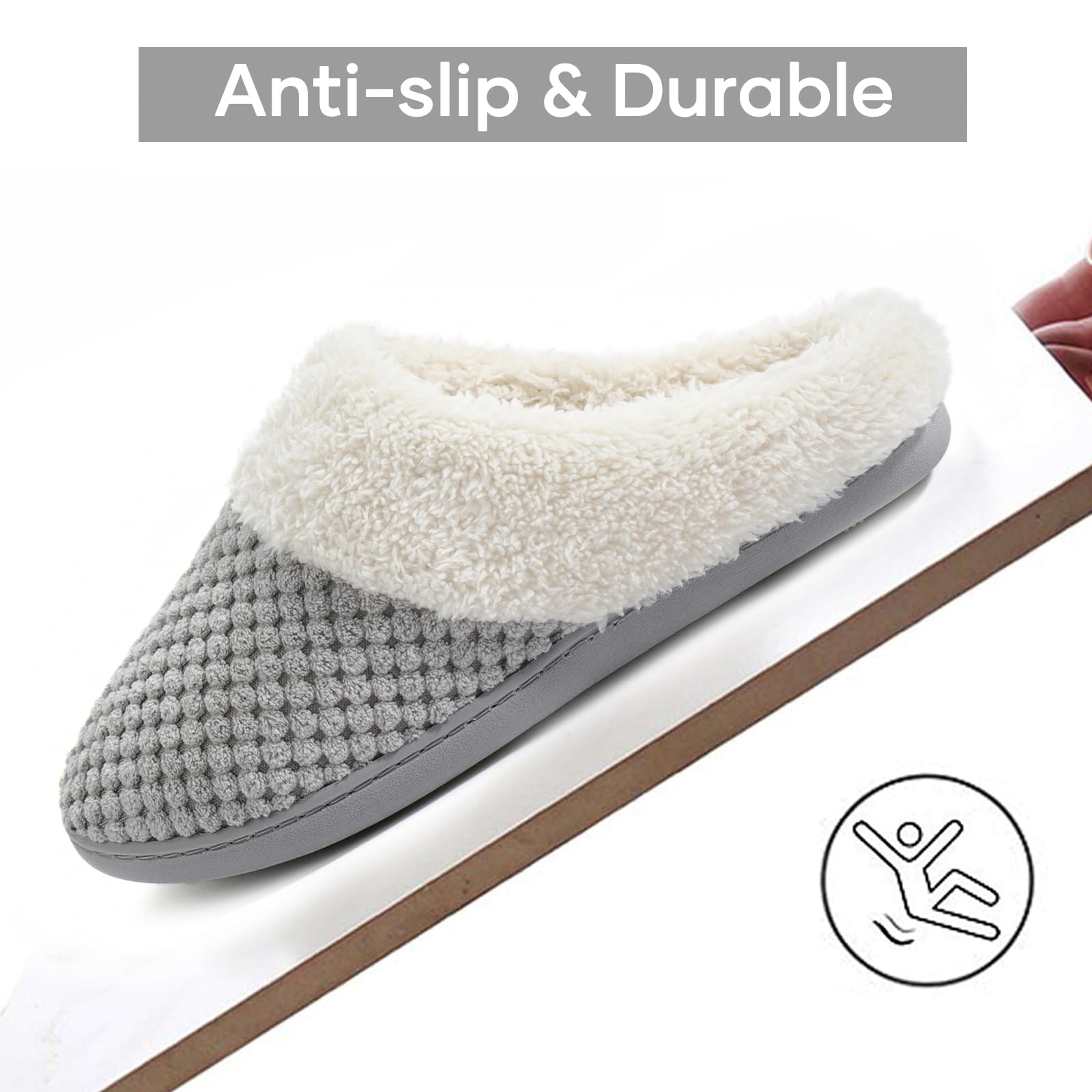 ULTRAIDEAS Women's Cozy Fleece House Slippers with Memory Foam - Soft Indoor Outdoor Slip-On Shoes for Home, Lounge & Backyard Comfort