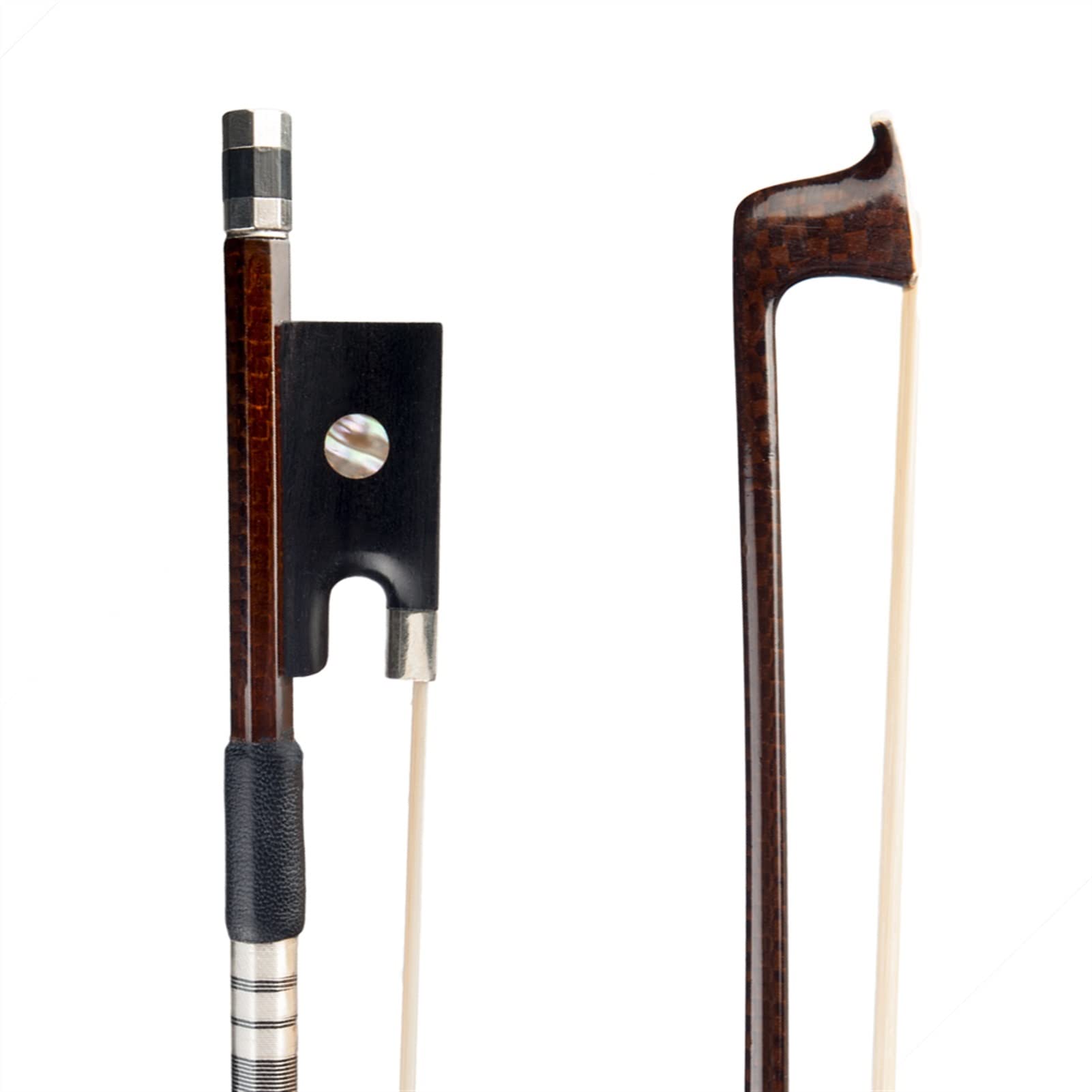 Premium 4/4 Violin Bow - Advanced Carbon Fiber with Mongolian Horsehair, Ebony Frog & Sheepskin Grip - Perfect for Professional Violinists & Advanced Students - Ideal for Concerts, Practice & Performances