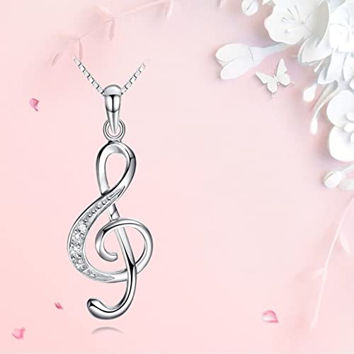 ShiQiao Sterling Silver Music Note Necklace for Women - Elegant Gift for Musicians, Pianists, Birthday, Christmas - Perfect for Girlfriend, Daughter, Sister & Best Friend - Ideal for Concerts, Recitals & Special Occasions