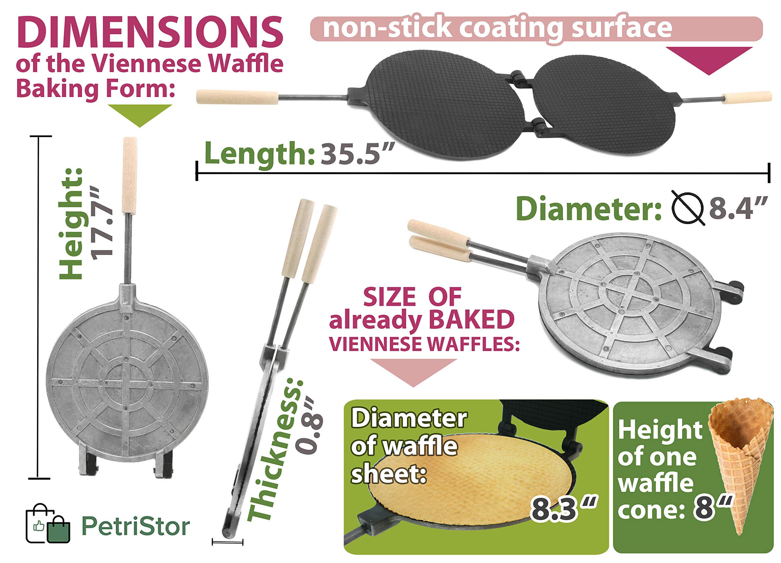 Round Waffle Maker Non-Stick - Electric Waffle Cone & Ice Cream Cone Maker - Krumkake Iron & Stroopwafel Maker - Perfect for Homemade Desserts, Parties & Cafes