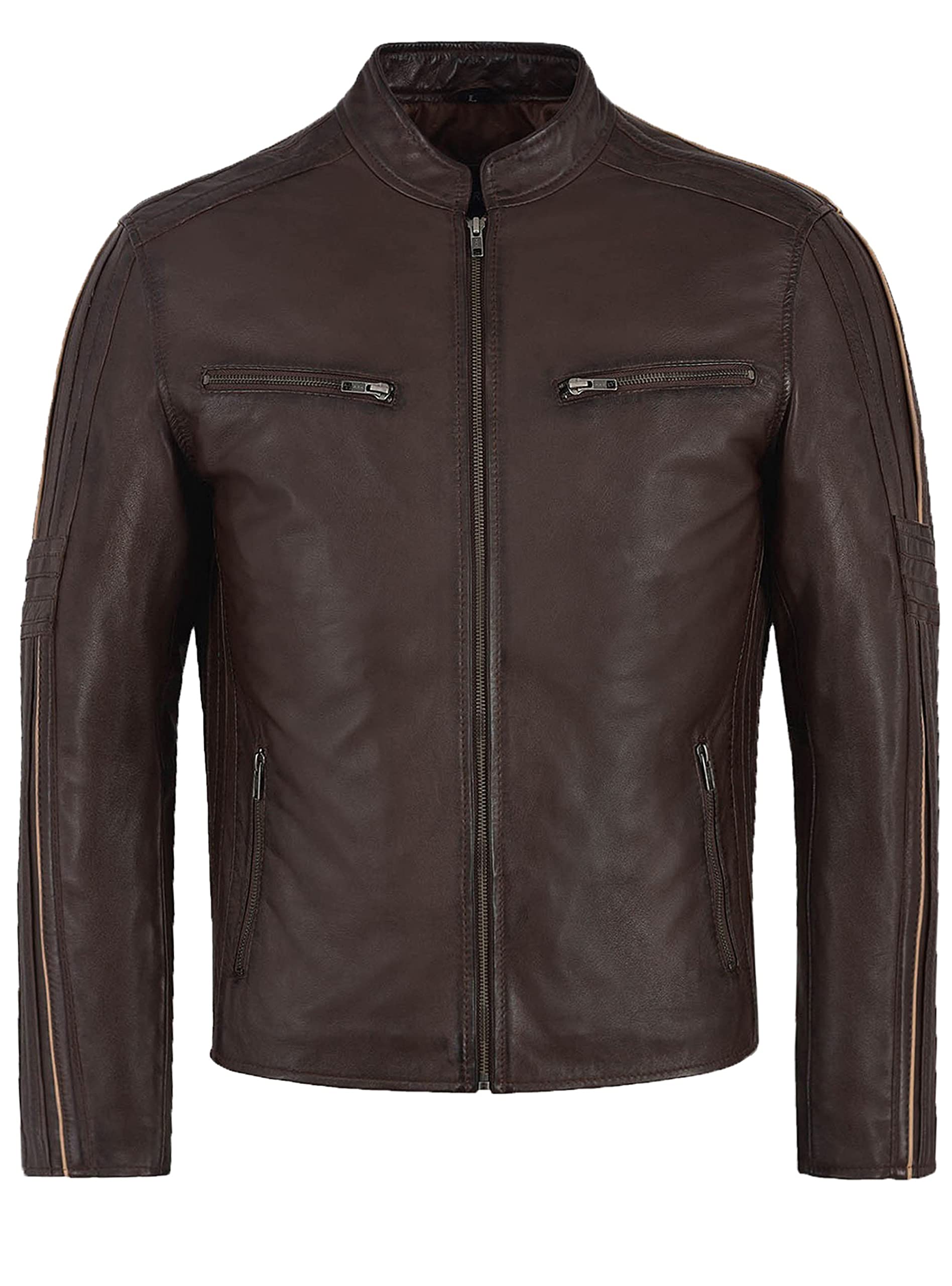 Genuine Leather Motorcycle Jacket for Men - Premium Biker Jacket - Real Cowhide Leather Jacket - Stylish & Durable Men's Outerwear for Riding, Casual Wear & Outdoor Adventures