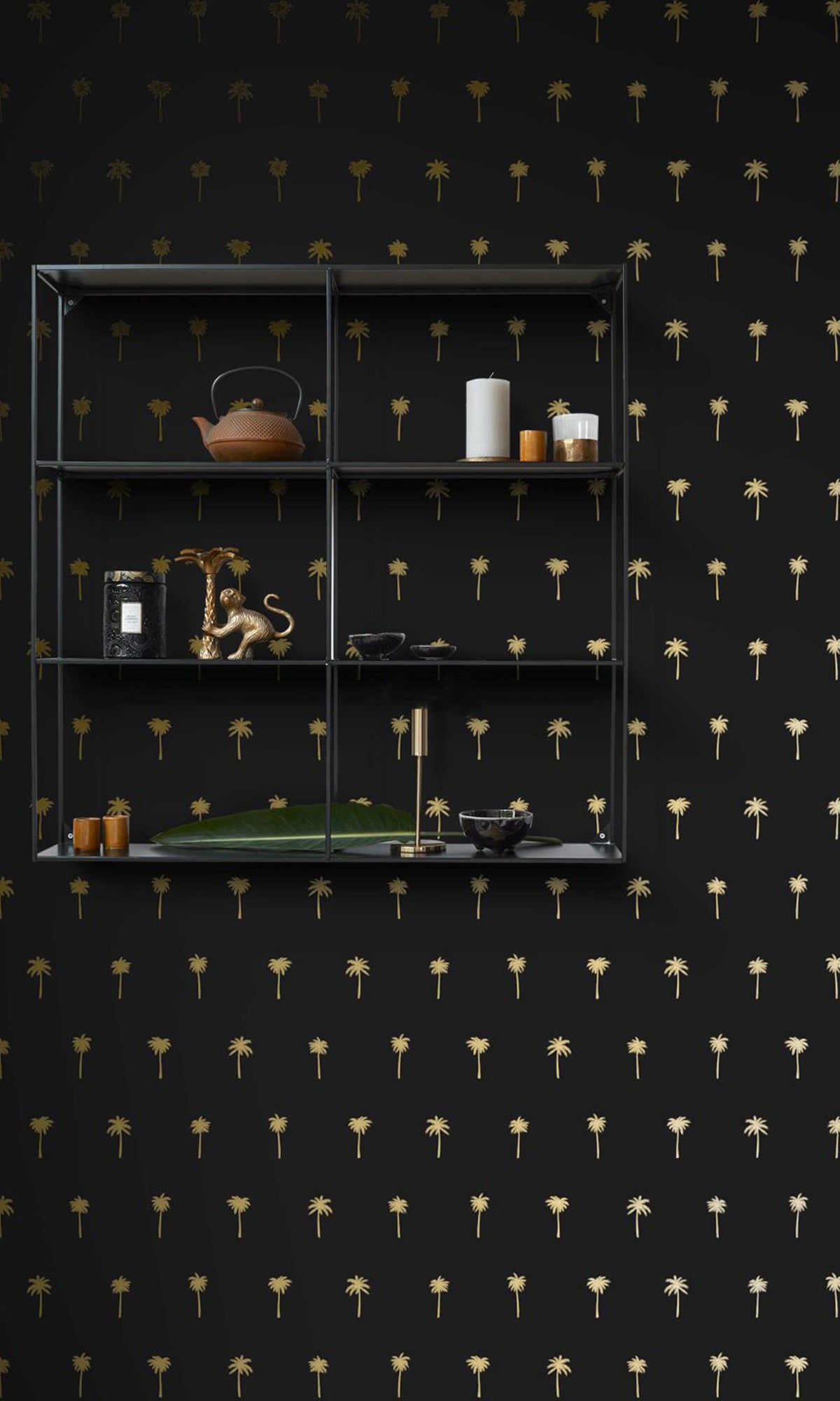Black and Gold Palm Trees Wallpaper R9383 - Tropical Peel and Stick Removable Wallpaper for Bedroom, Living Room, Bathroom Decor