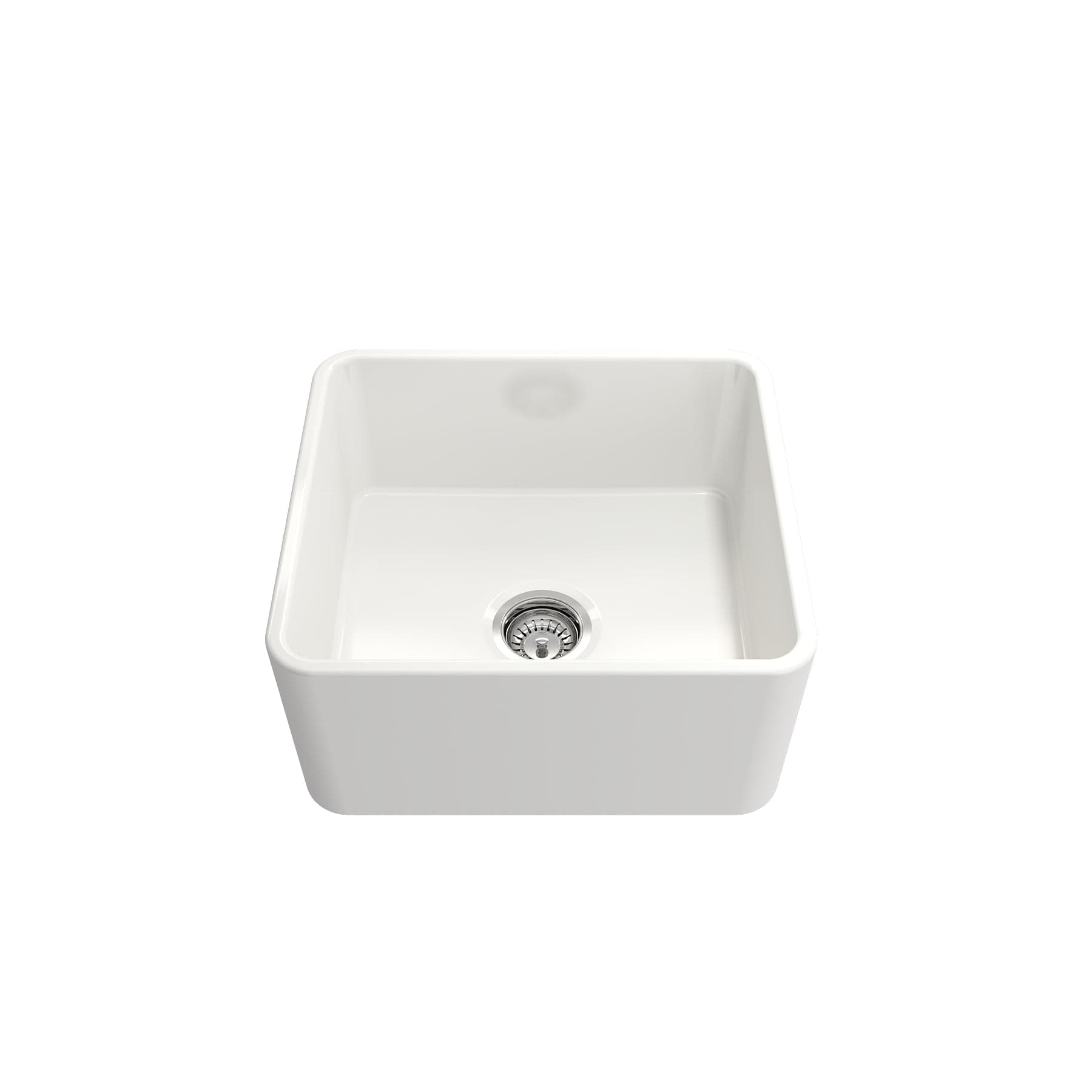 BOCCHI CLASSICO 20 Fireclay Farmhouse Single Bowl Kitchen Sink with Protective Bottom Grid and Strainer
