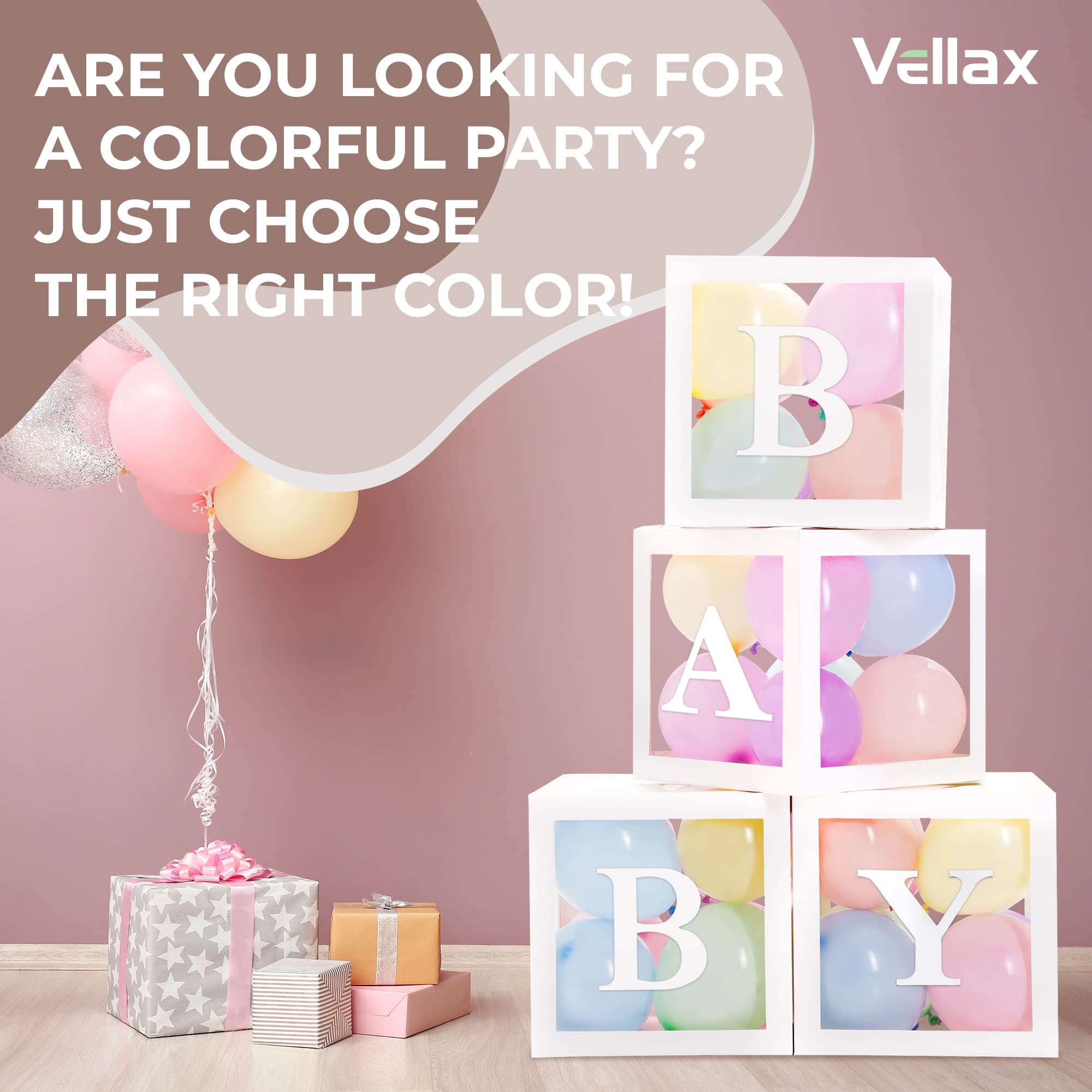 Baby Shower Letter Blocks - 4 Clear Acrylic Boxes & 8 Wooden Letters for Gender Reveal, Nursery Decor, and Newborn Photography Props | Perfect for Baby Shower Decorations, Birthday Parties, and Nursery Room Styling