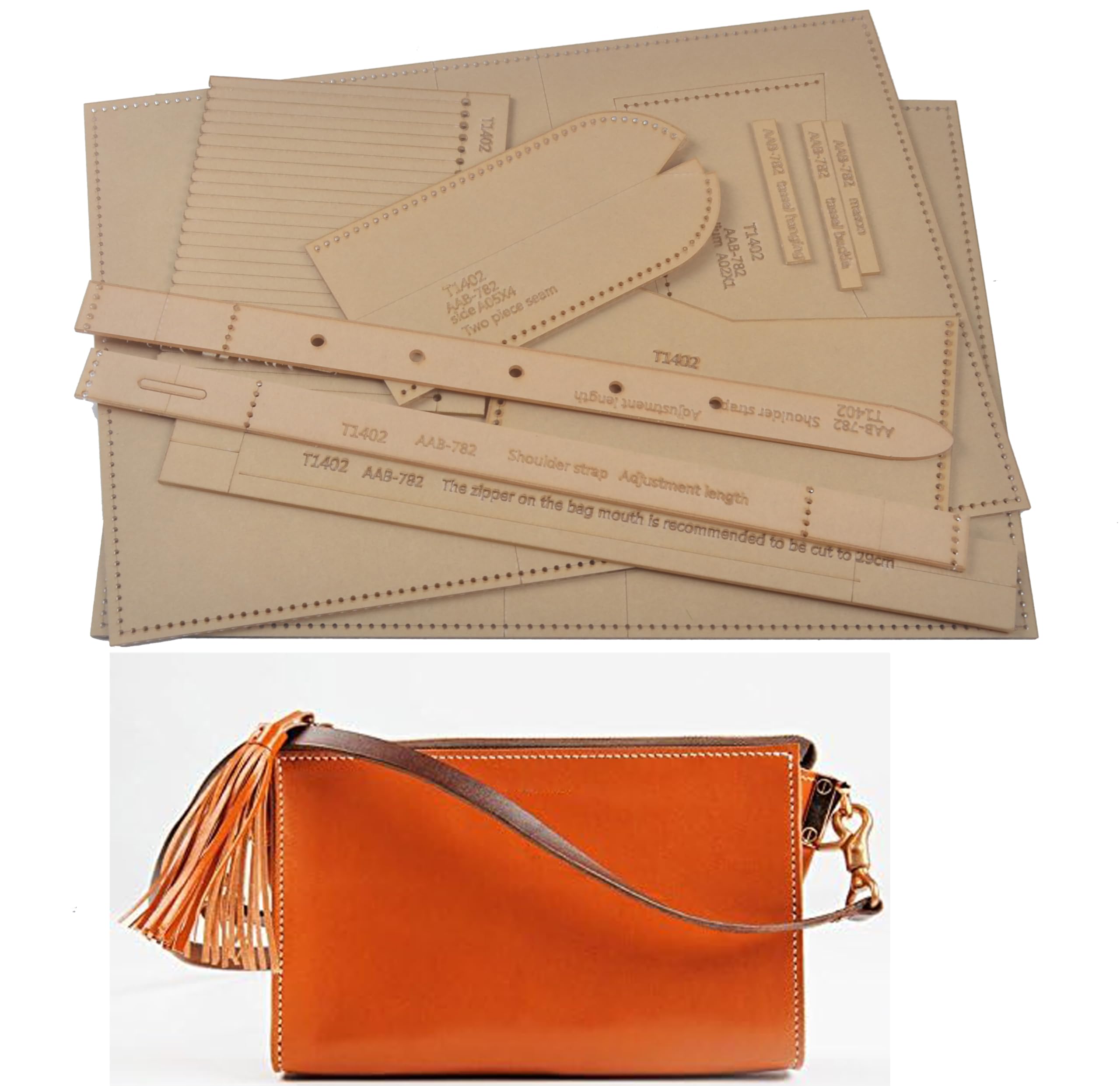 Acrylic Leather Pattern Shoulder Bag Template - DIY Handbag Design Stencil for Crafting & Sewing Projects | Perfect for Fashion Designers & Leather Crafters