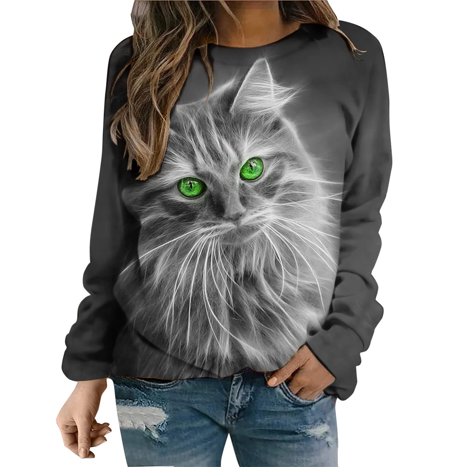 Women's Casual Long Sleeve O-Neck Sweatshirt - Soft Printed Pullover Tops for Daily Wear, Workout & Office Outfits | Comfortable Round Neck Fit for Women