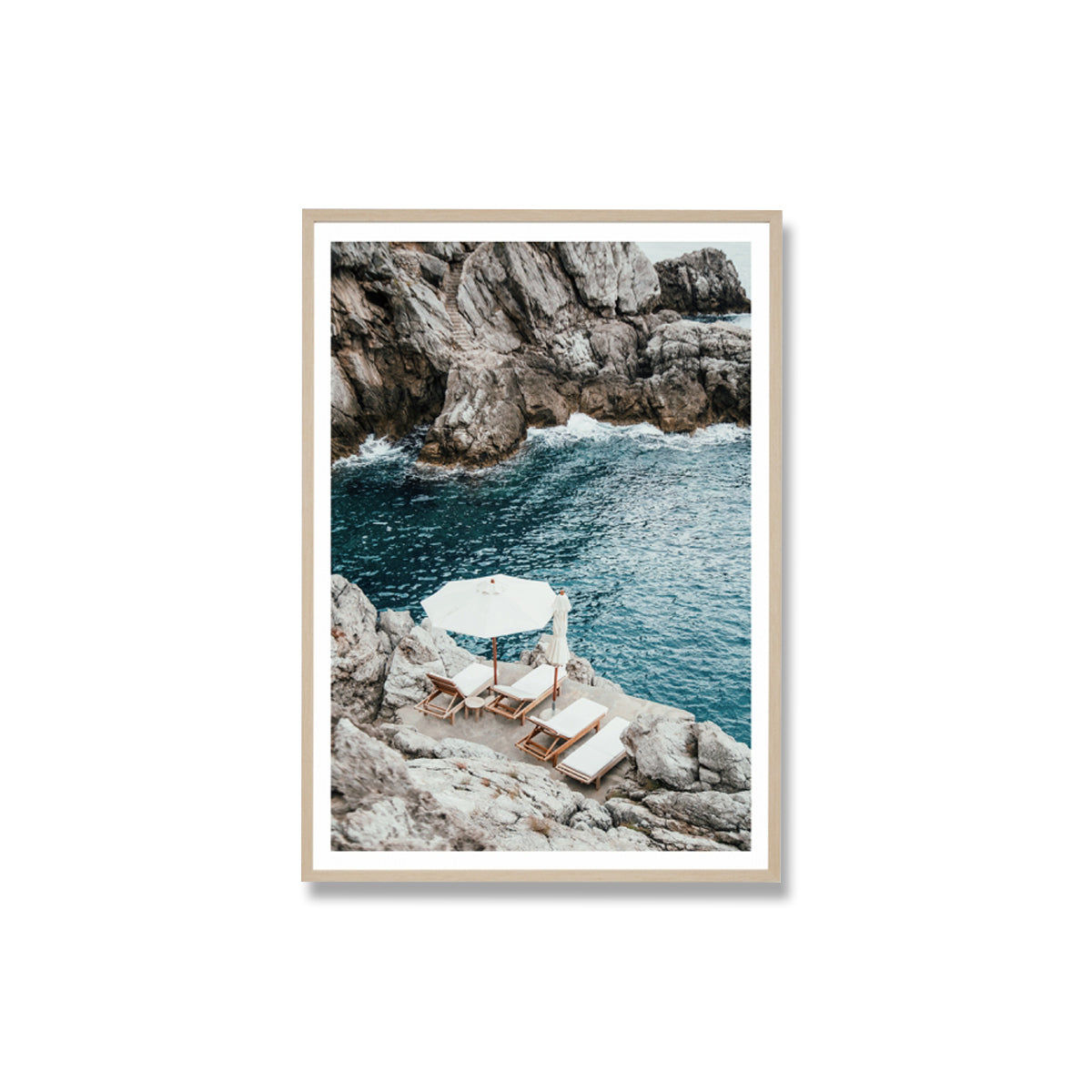 Coastal Rocks Framed Print - Beach Wall Art Decor for Living Room, Bedroom & Office - Ocean Landscape Painting for Home & Office Decoration