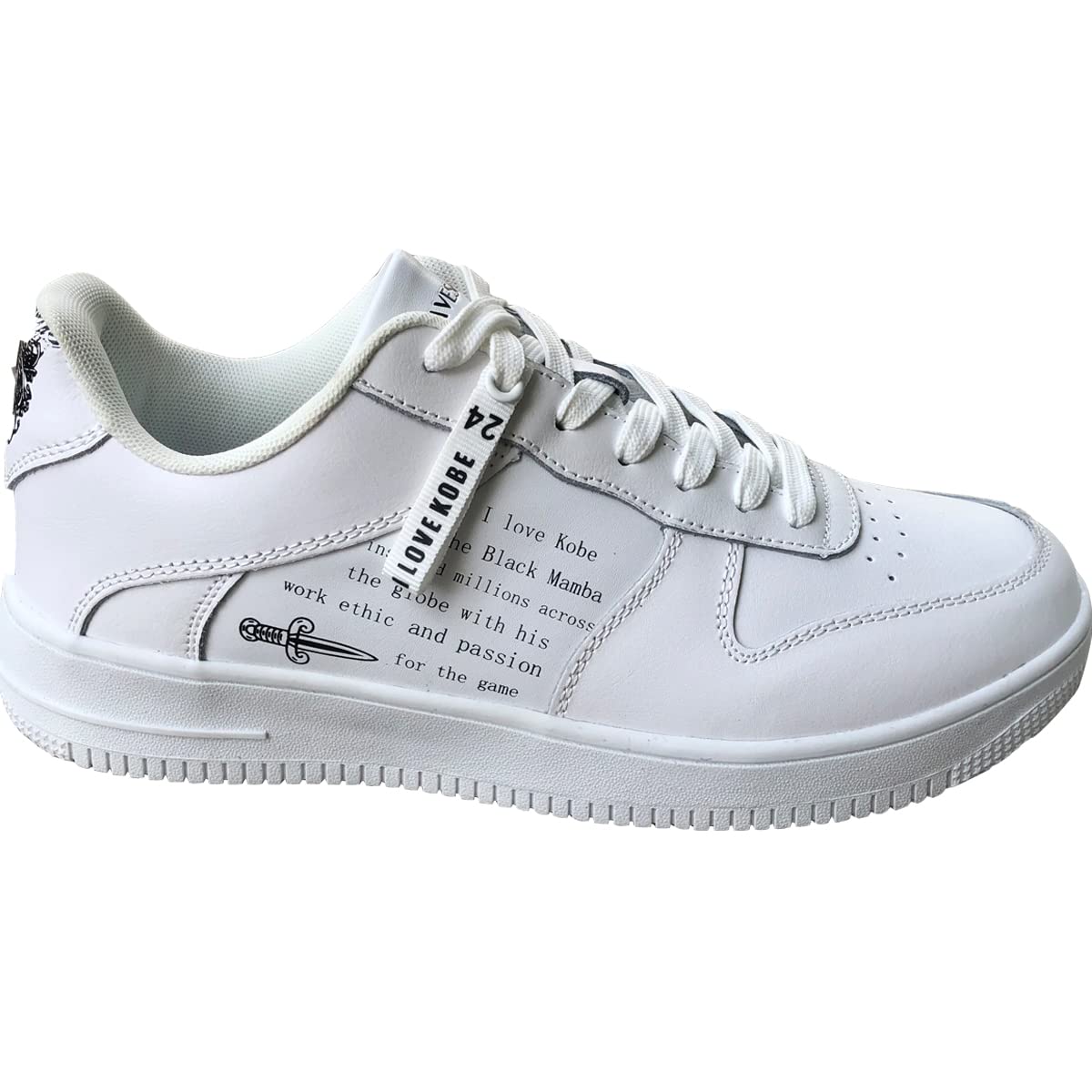 DAVESHOES Mamba 24 Men's Non-Slip Skateboarding & Basketball Shoes - Black & White Athletic Sneakers for Tennis, Running & Casual Wear