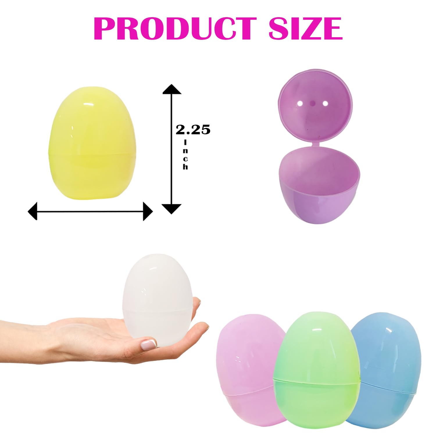 Pastel Fillable Easter Eggs with Hinge - 200-Pack of 2.25