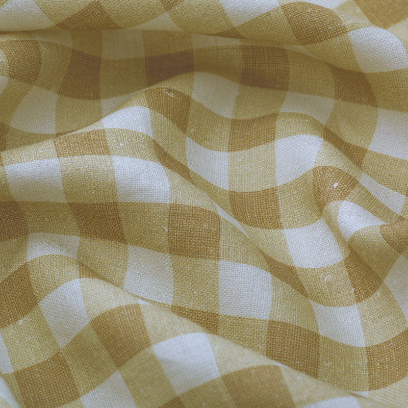 Vintage Check Linen Tablecloth - Mustard Yellow Cotton Blend - Perfect for Farmhouse Dining, Picnics & Rustic Home Decor