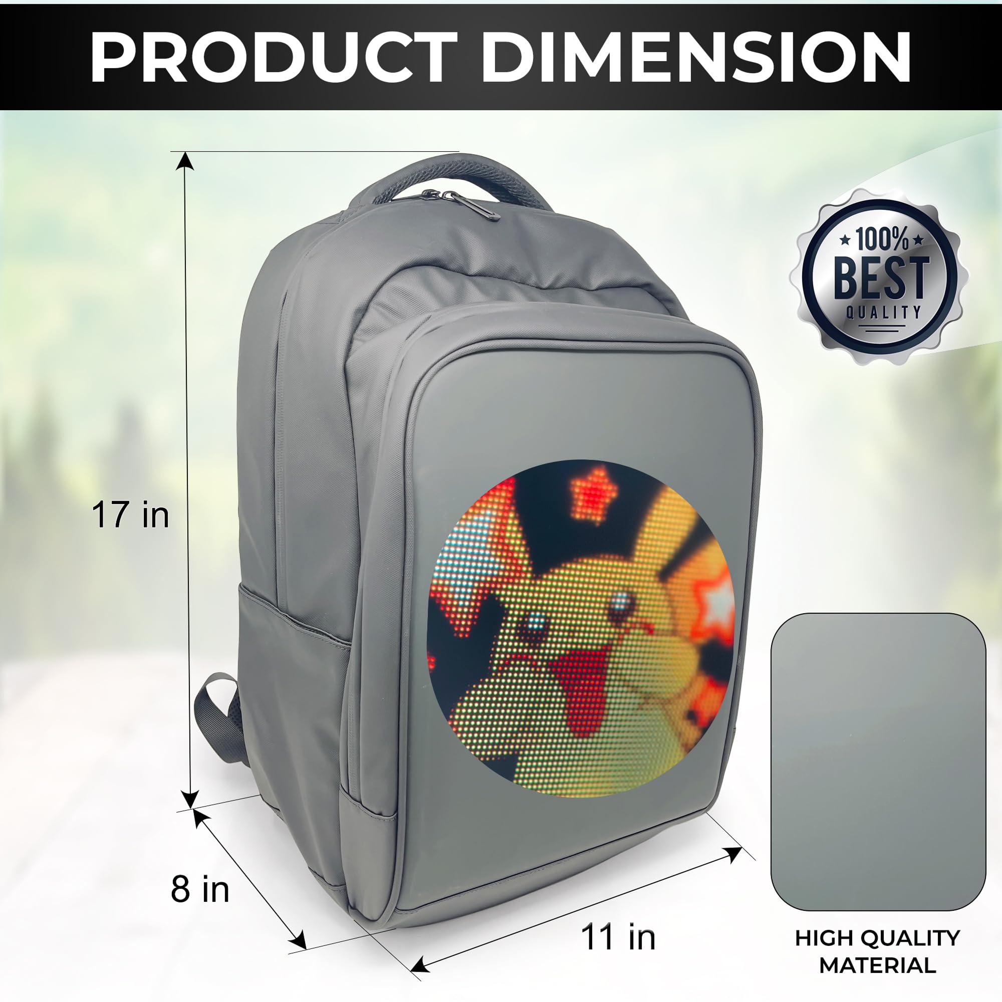 Programmable LED Backpack with Digital Screen - Waterproof Motorcycle & Travel Laptop Backpack for Men & Women - USB Charging Port, Large Capacity - Perfect for Commuting, Cycling, Rave Parties & Night Running