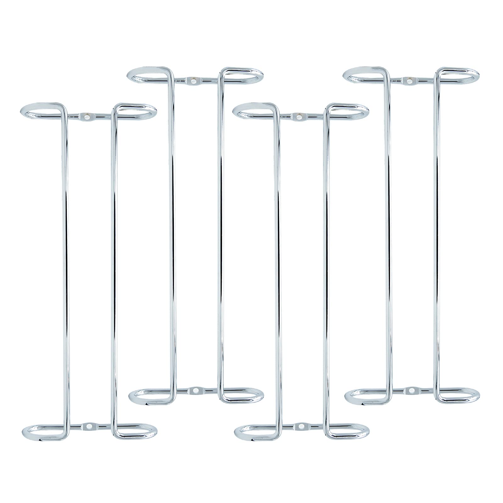 Under Cabinet Wine Glass Rack - 4-Piece Metal Stemware Holder with Drying Shelf for Bar & Kitchen | Space-Saving Hanging Storage for Wine Glasses, Cups & Stemware (Silver)