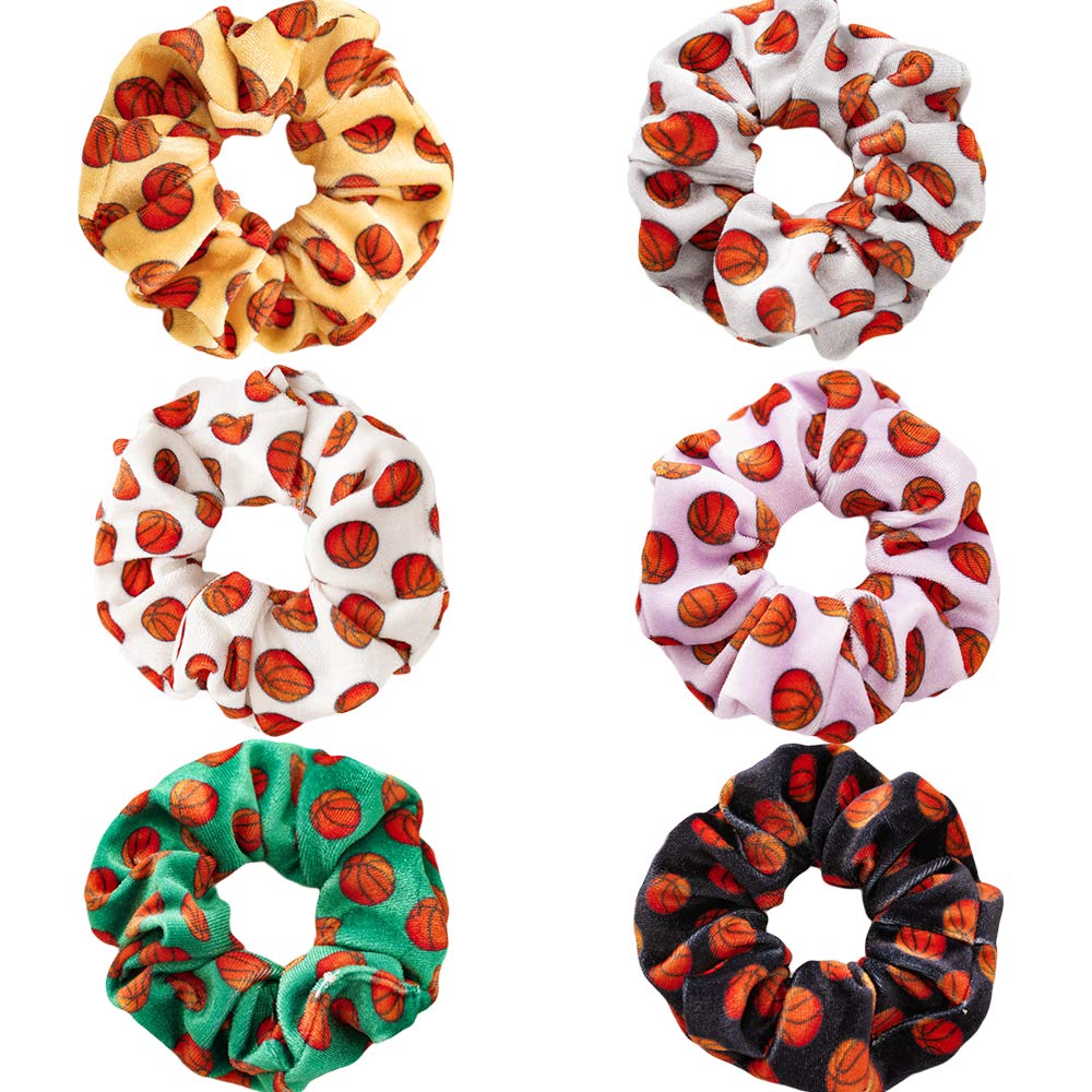 Basketball Hair Scrunchies for Women & Girls - Velvet Sport Hair Ties Accessories - Perfect for Basketball, Soccer & Volleyball Players - Great Sports Gift for Female Athletes