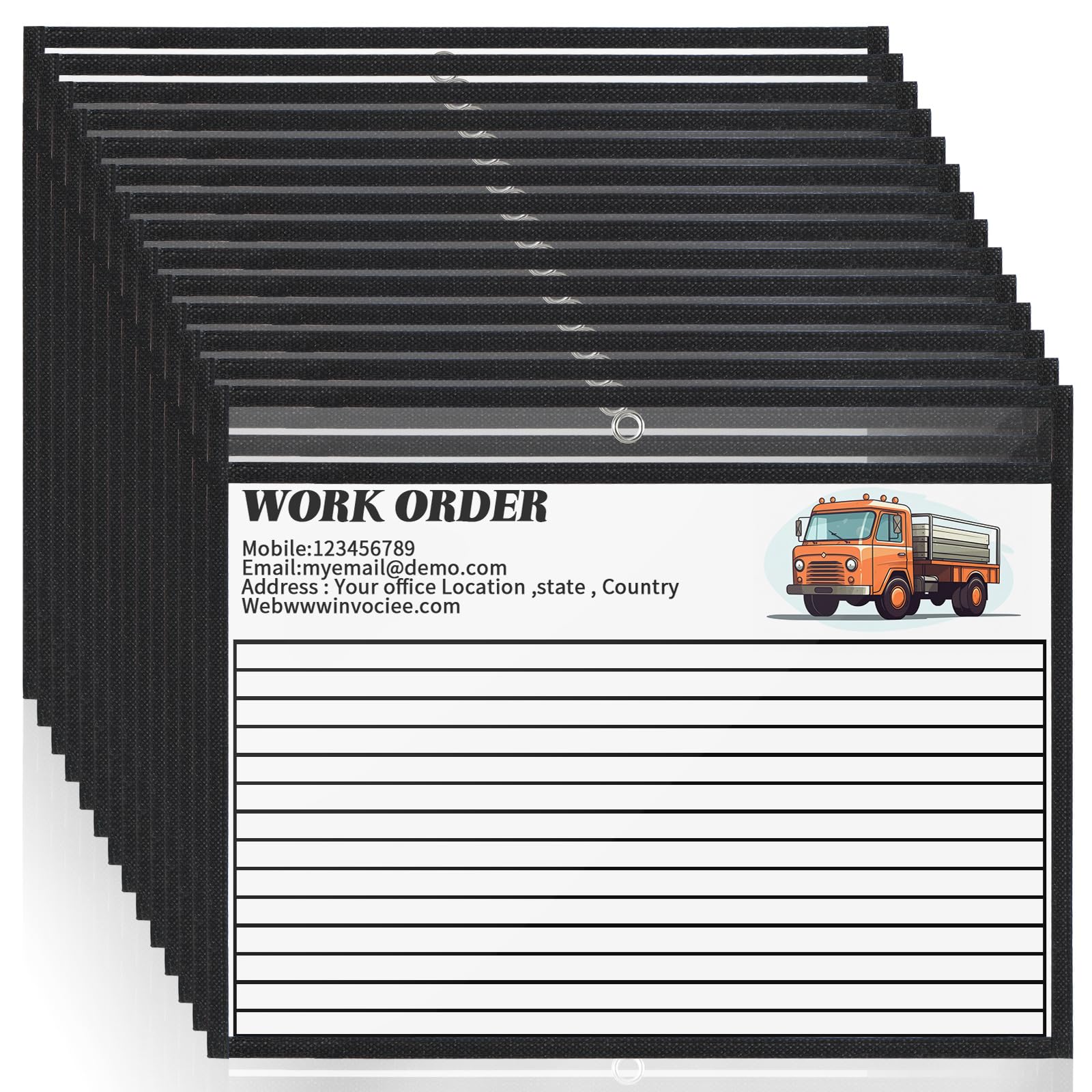 Ireer 30 Pcs Dry Erase Document Holder - Horizontal Job Ticket Holder 8.5x11 Inch, Reusable Clear Plastic Paper Sleeve for Office, Business, Classroom & Home Organization (Black) - Perfect for Whiteboard Notes, Task Tracking & Document Protection
