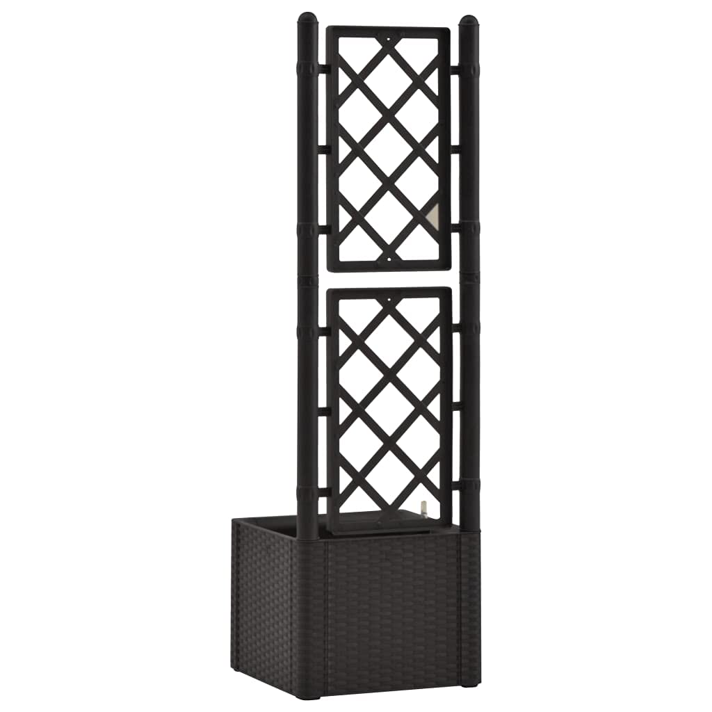 Raised Garden Bed with Trellis & Self-Watering System - Anthracite Outdoor Planter Box for Flowers, Vegetables & Plants | Rustic Design for Backyard, Patio & Balcony Gardening