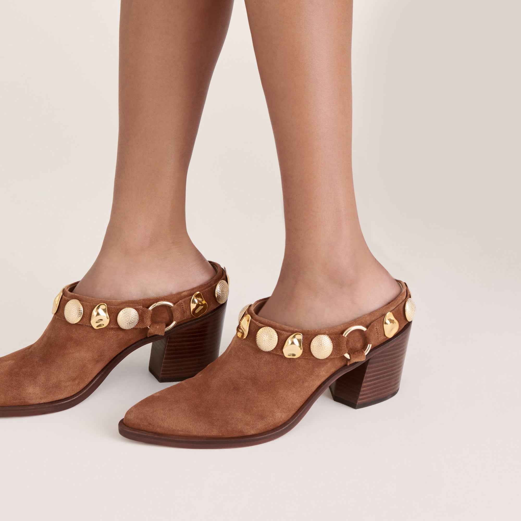 Kanyon Women's Brown Suede Heels - Stylish Chunky Block Heels for Office, Party & Evening Wear