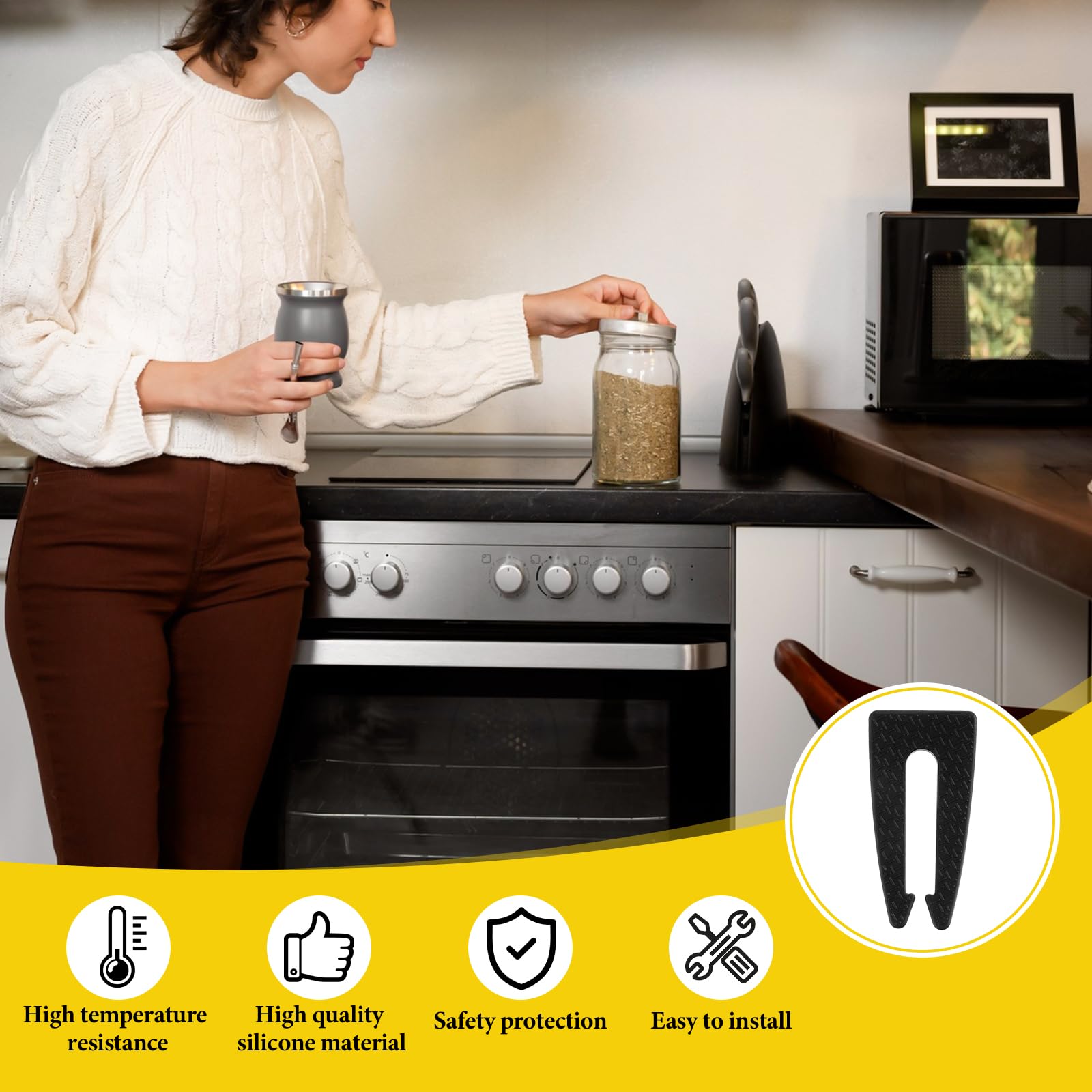 4 Pack Universal Silicone Gas Stove Knob Covers - Childproof Safety Locks for Oven & Stove Knobs - Prevent Kids & Pets from Turning On Gas or Electric Stoves - Ideal for Homes with Children & Seniors (Use in Kitchens, RVs, Campers)