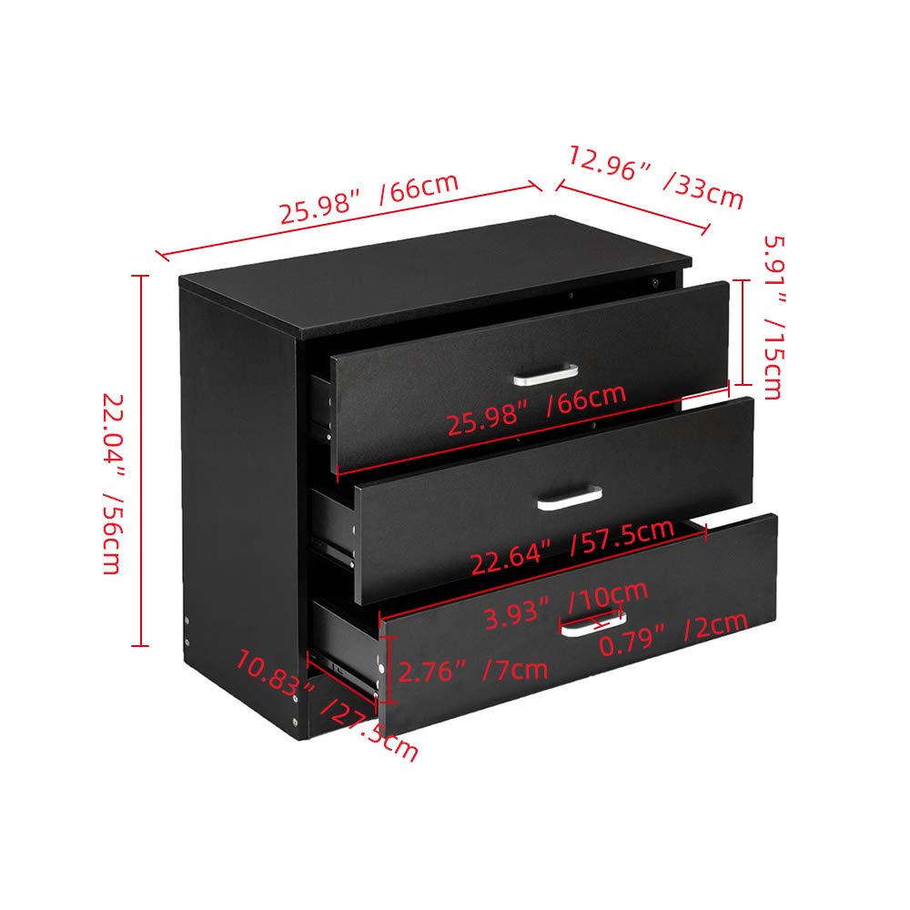 Forart Wood 3-Drawer Dresser - Modern Storage Cabinet for Bedroom, Living Room & Office - Solid Wood Chest Organizer with Smooth Gliding Drawers (Ship from USA) - Perfect for Clothes, Linens, Toys & Home Organization
