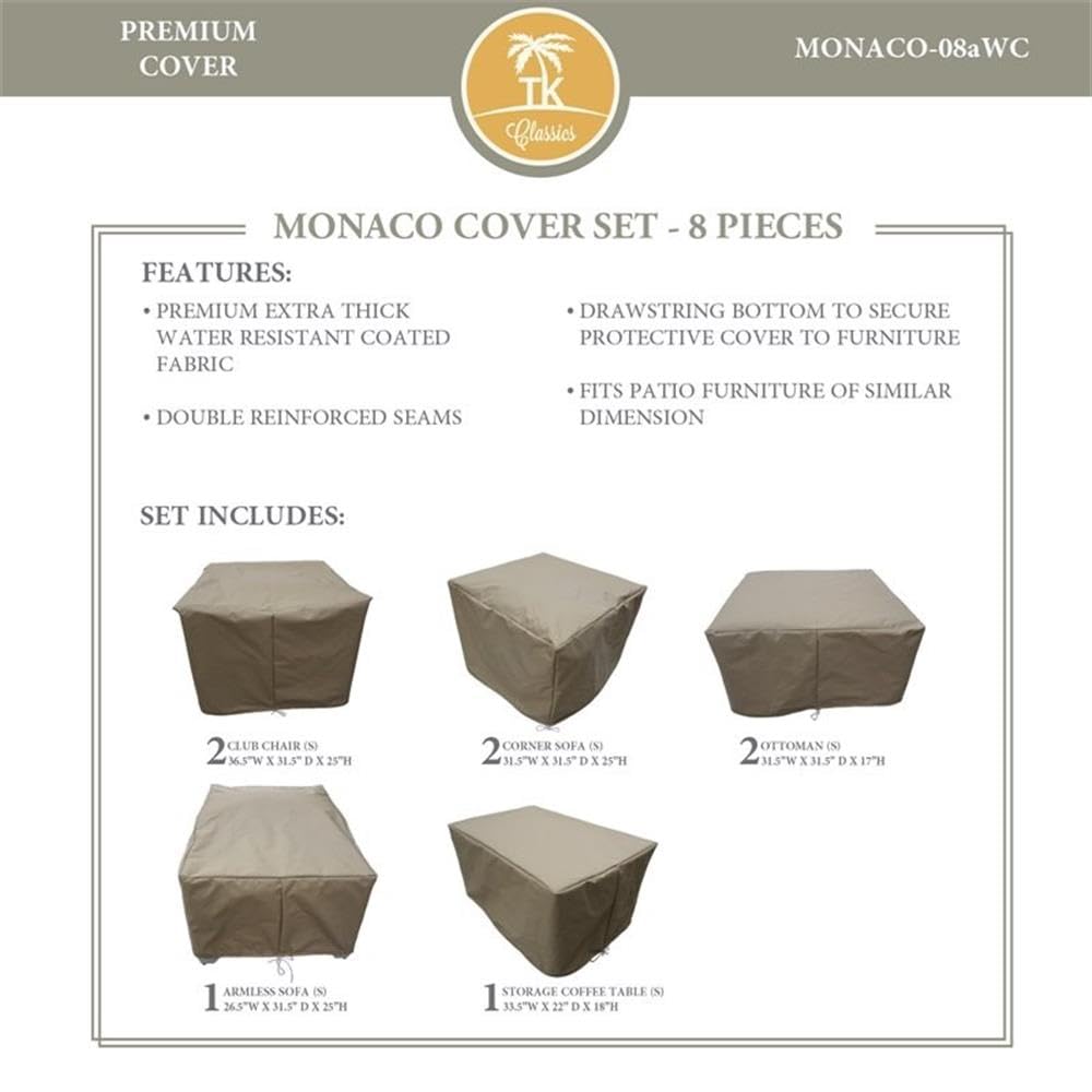 TK Classics MONACO-08aWC Waterproof Patio Furniture Covers - Beige Outdoor Sofa Protector for All-Weather Protection | Perfect for Garden, Deck, and Backyard Furniture