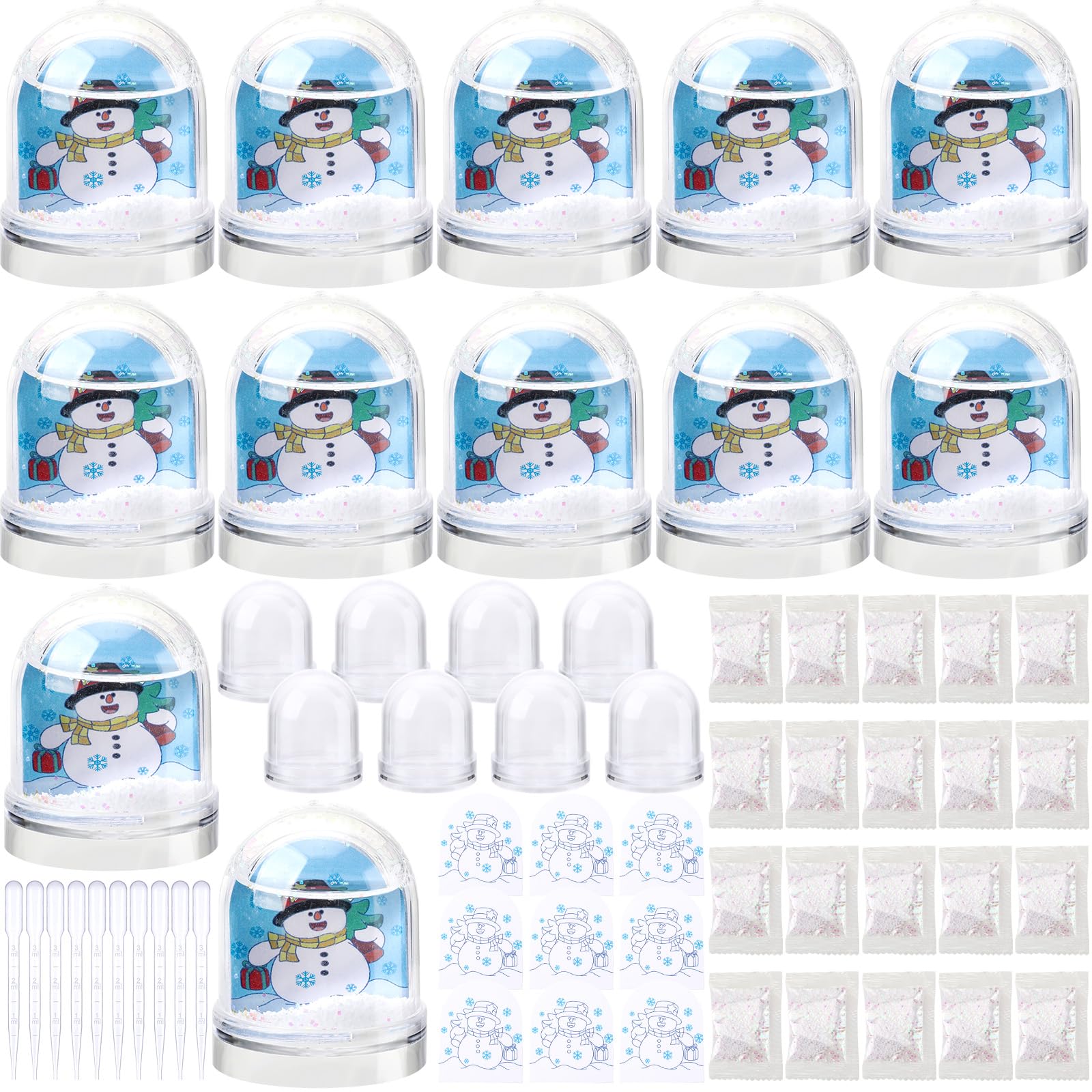 Poen 24 Set Christmas Snowman Snow Globe Kits for Kids Bulk - DIY Holiday Craft Kit, Create Your Own Snowman Snow Globe for Christmas Decorations, Arts & Crafts, Classroom Activities & Family Fun