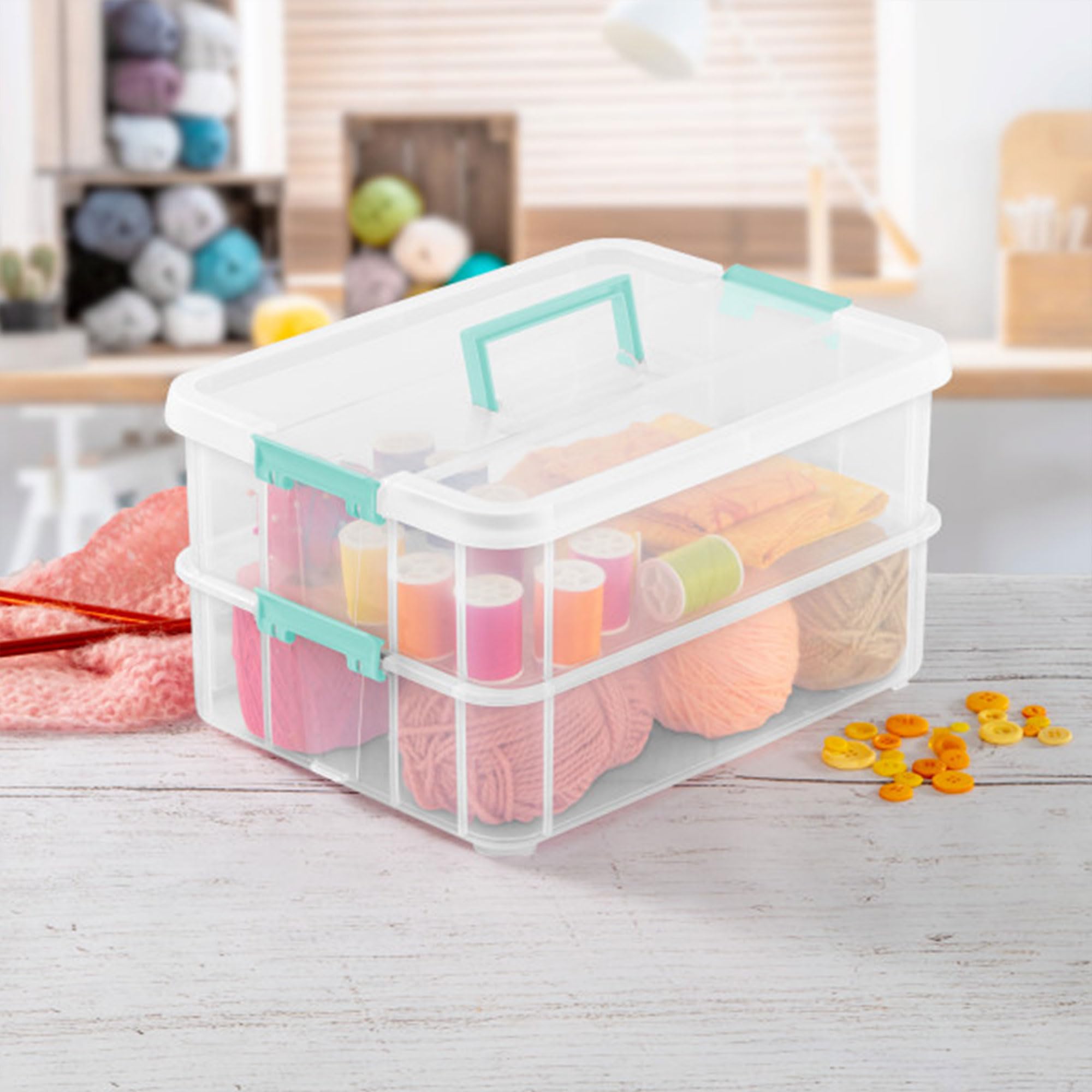 Sterilite 8-Pack Clear Stackable Storage Bins with Latching Lids - 2 Layer Organizer for Home, Office & Closet Storage - Perfect for Toys, Clothes & Pantry Organization