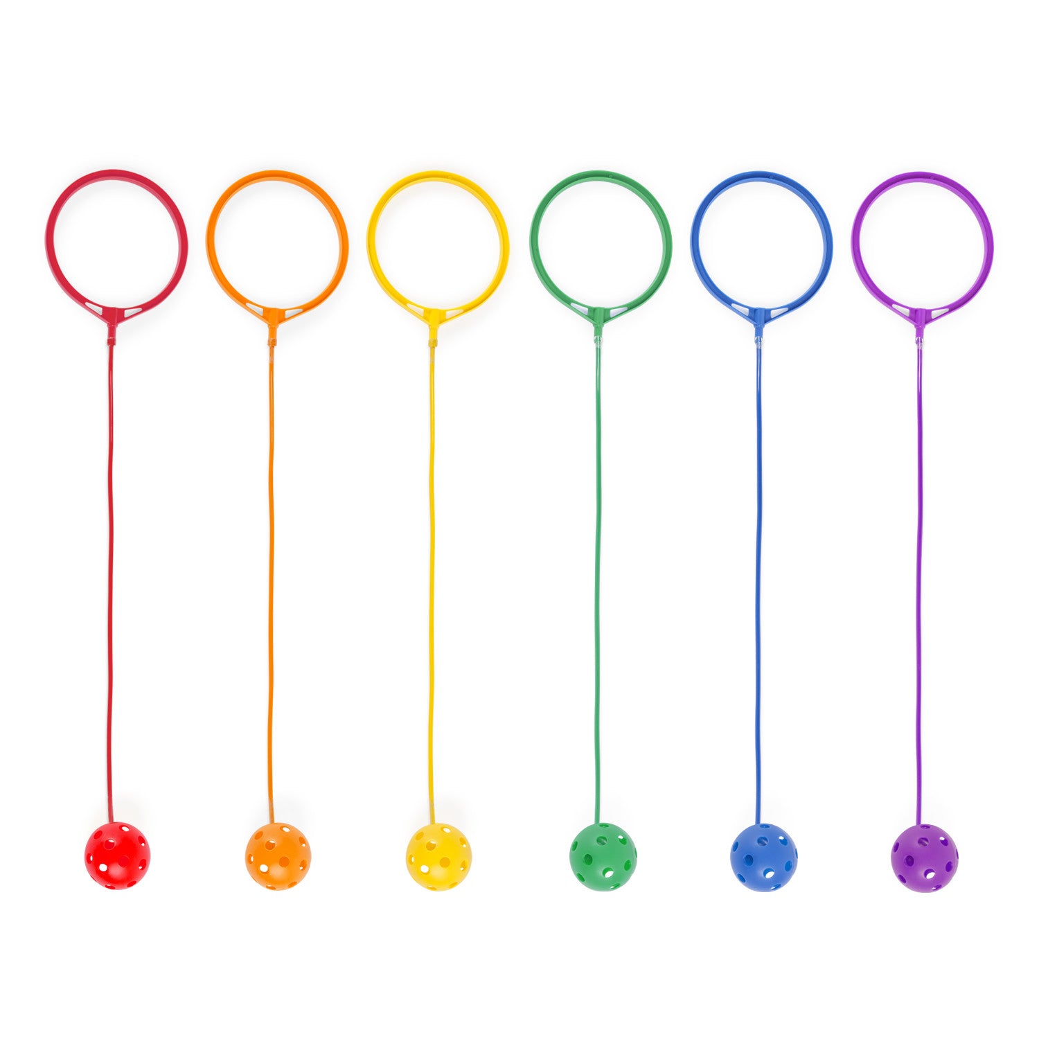 Champion Sports Colorful Swing Ball Set - 6 Pack Ankle Skip Balls for Kids Outdoor Games, Exercise & Playground Activities
