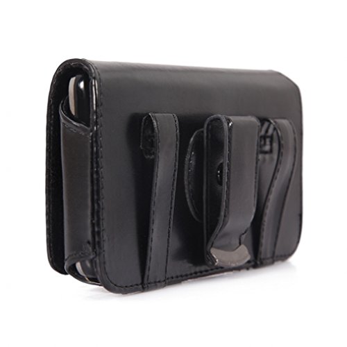 Premium Black Leather Sideways Phone Holster with Swivel Belt Clip for AT&T Samsung Galaxy S5 Mini - Secure Carry Case for Work, Outdoor & Active Lifestyle