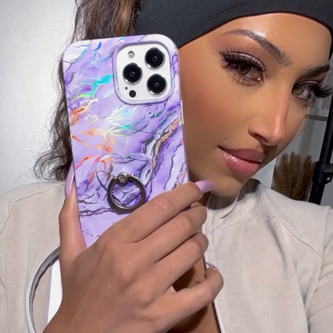 Purple Holographic Moonstone iPhone Case - Durable & Stylish Phone Cover for iPhone 13/14/15 Pro Max - Perfect for Everyday Use, Travel & Gift Giving