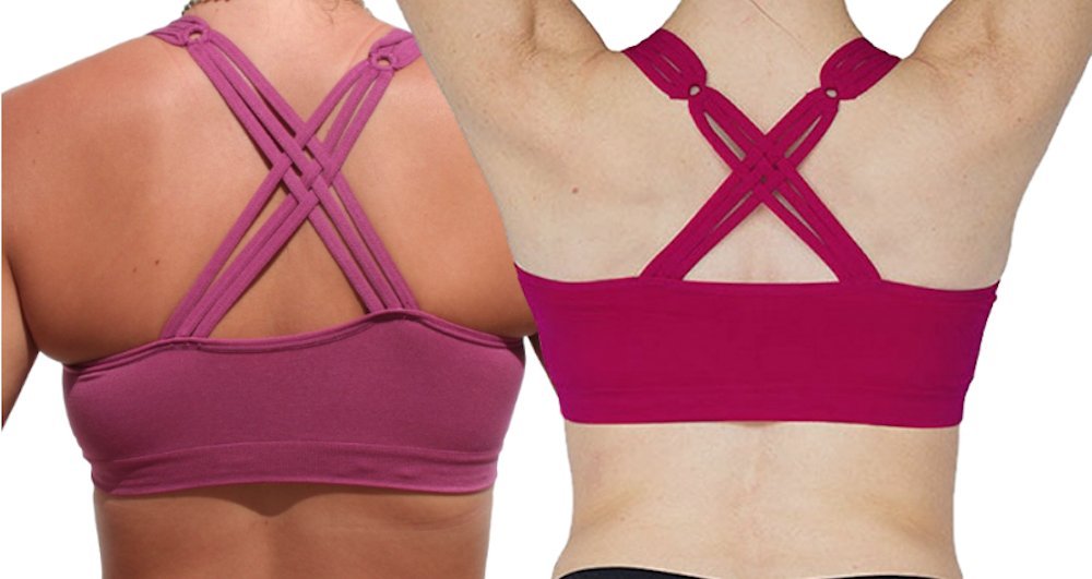 **Anemone Strappy Criss-Cross Back Comfort Sports Bra with Removable Pads (One Size, 2-Pack: Raspberry & Berry) – Perfect for Yoga, Gym & High-Impact Workouts**