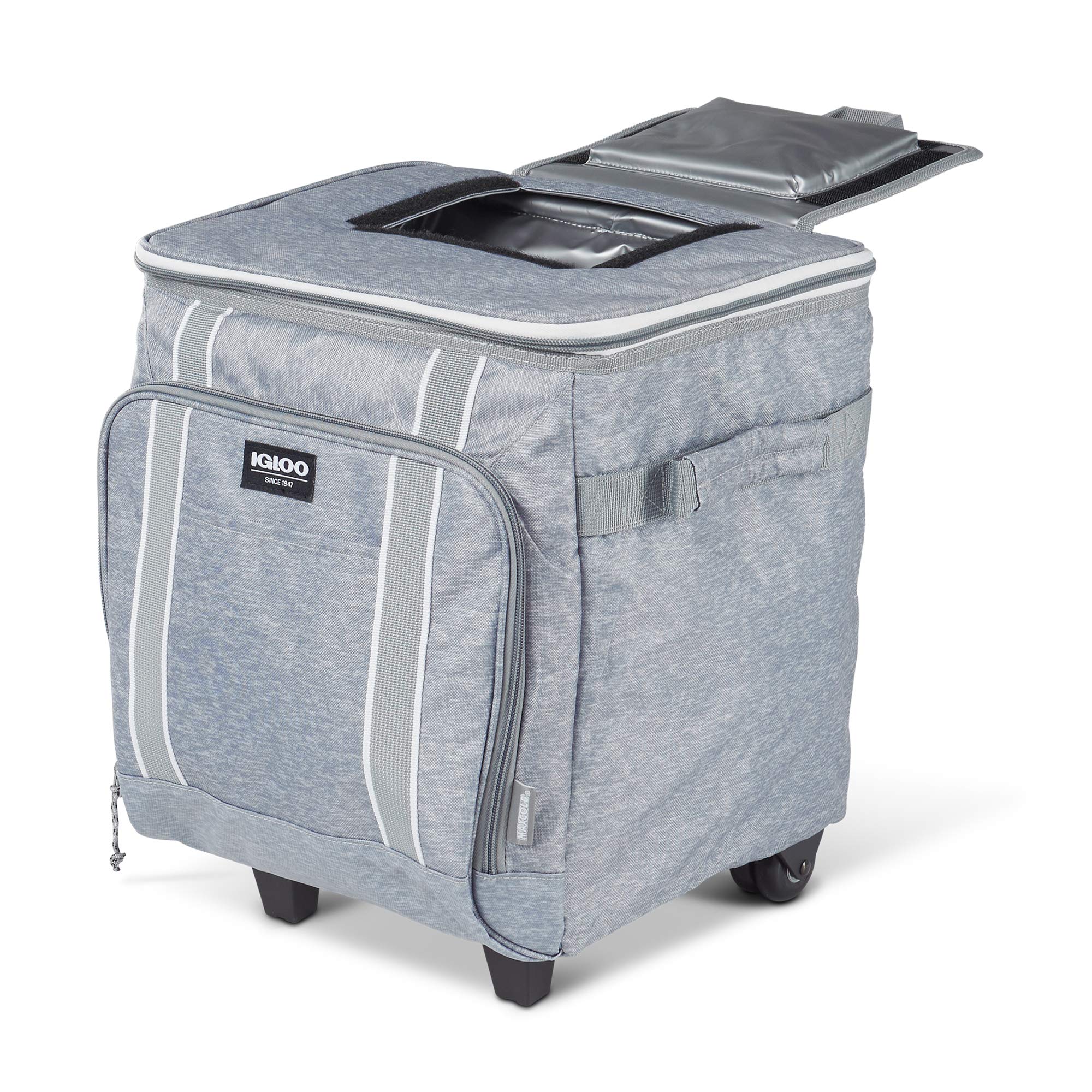 Igloo Large Rolling Cooler - 50-Quart Insulated Soft-Sided Cooler with Wheels for Camping, Beach, Picnics & Outdoor Adventures