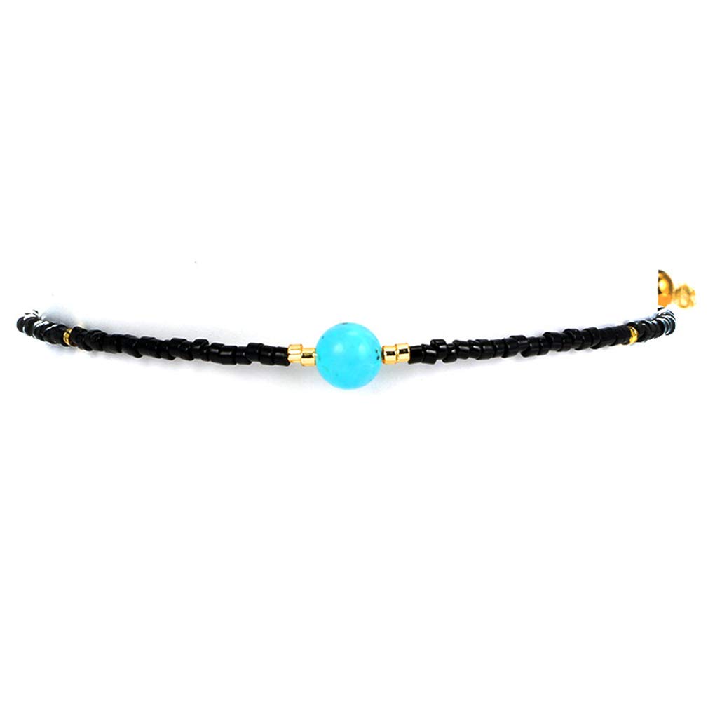YAZILIND Fashion Beads Rope Bracelet for Women - Simple Geometric Turquoise Anklet Jewelry - Boho Chic Accessories for Summer Outfits & Beach Vacations