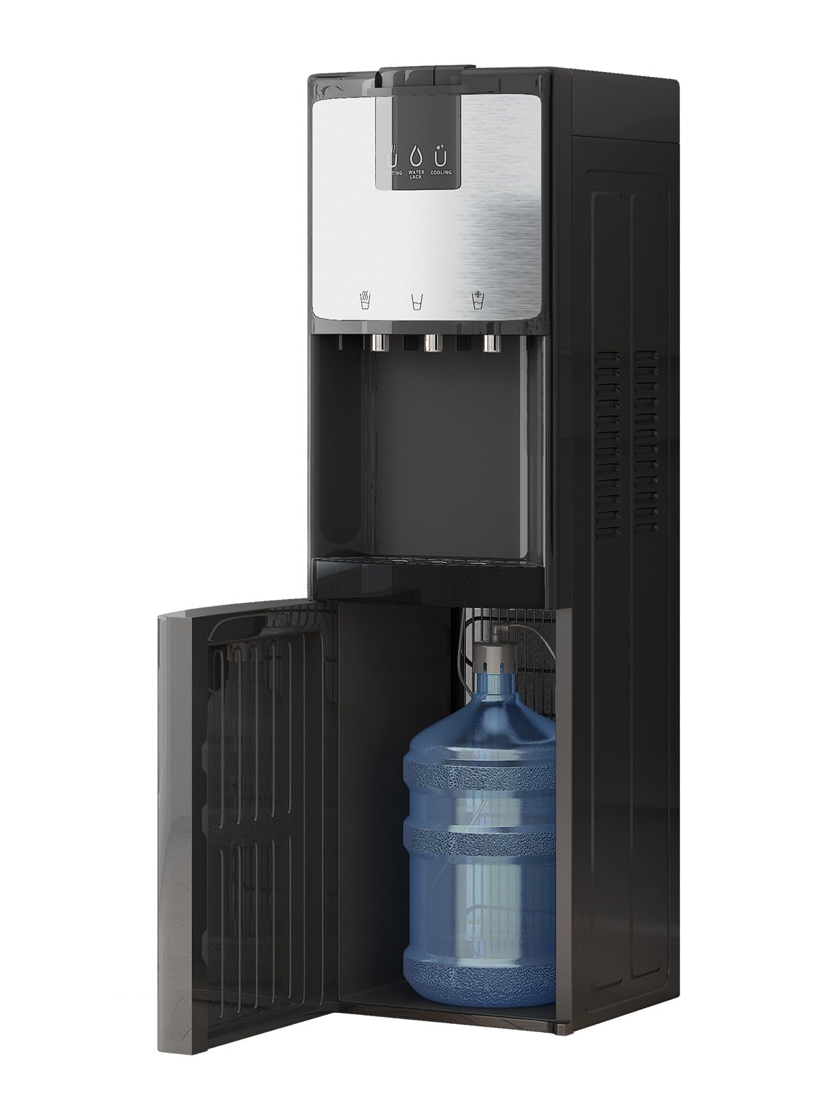 TABU Bottom Loading Water Cooler Dispenser - 3 Temperature Settings (Hot, Cold, Room) for 3/5 Gallon Bottles, Self-Cleaning Stainless Steel with Anti-Scalding & Child Safety Lock - Perfect for Home, Office, and Kitchen Use
