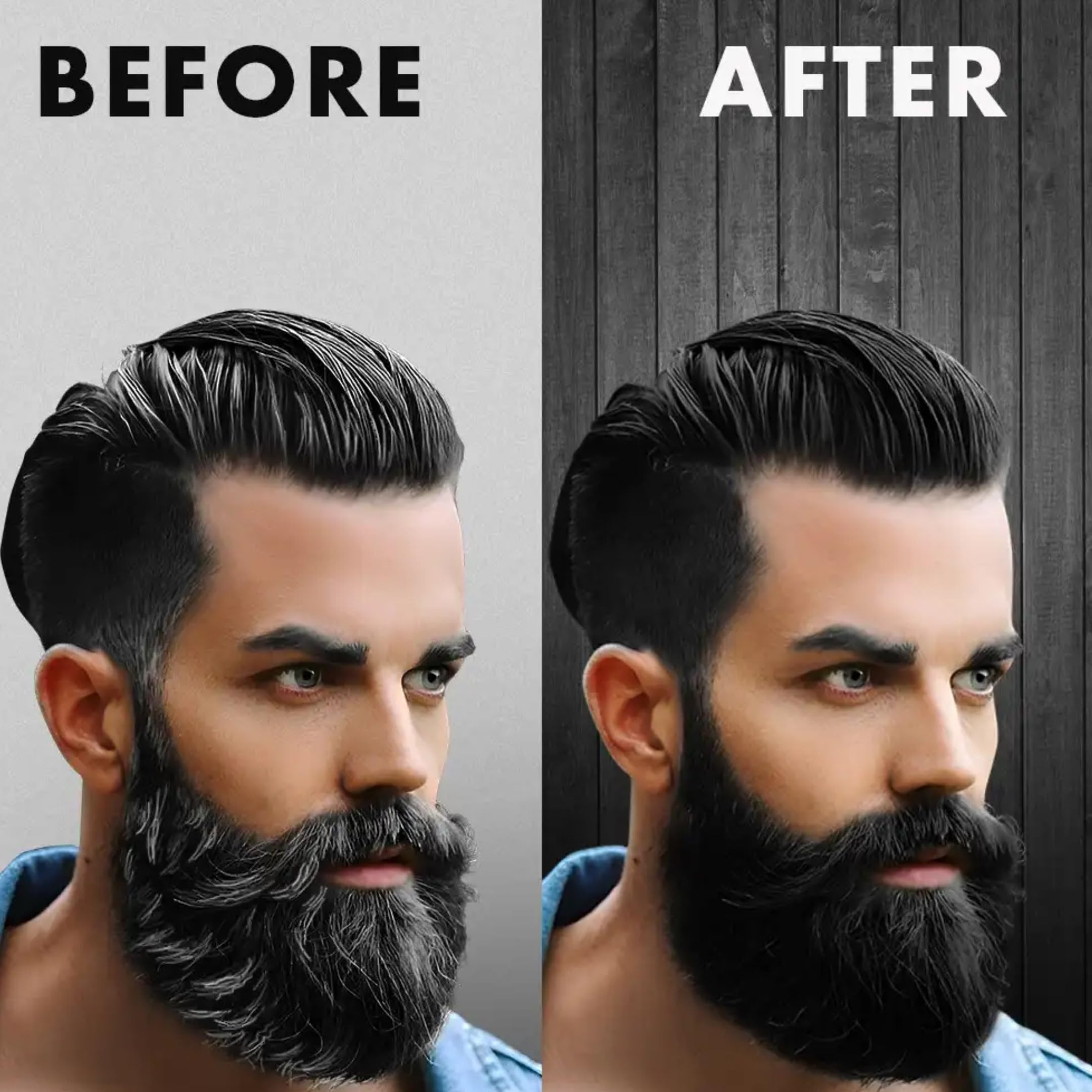 BEMEN Hair & Beard Color Kit for Men - 5-10 Minute Mustache & Hair Dye - Easy Application, No Stain, Long-Lasting Shine - Natural Black Beard Color | Perfect for Home Use, Touch-Ups, and Professional-Looking Results