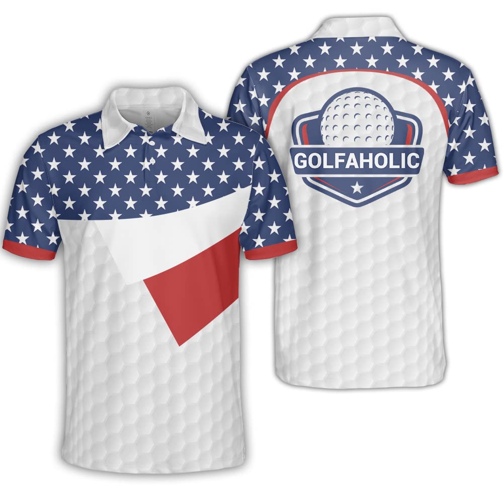 Men's Patriotic American Flag Golf Polo Shirts - Short Sleeve Moisture-Wicking Performance Shirts for Golfing & Casual Wear | USA Pride Apparel
