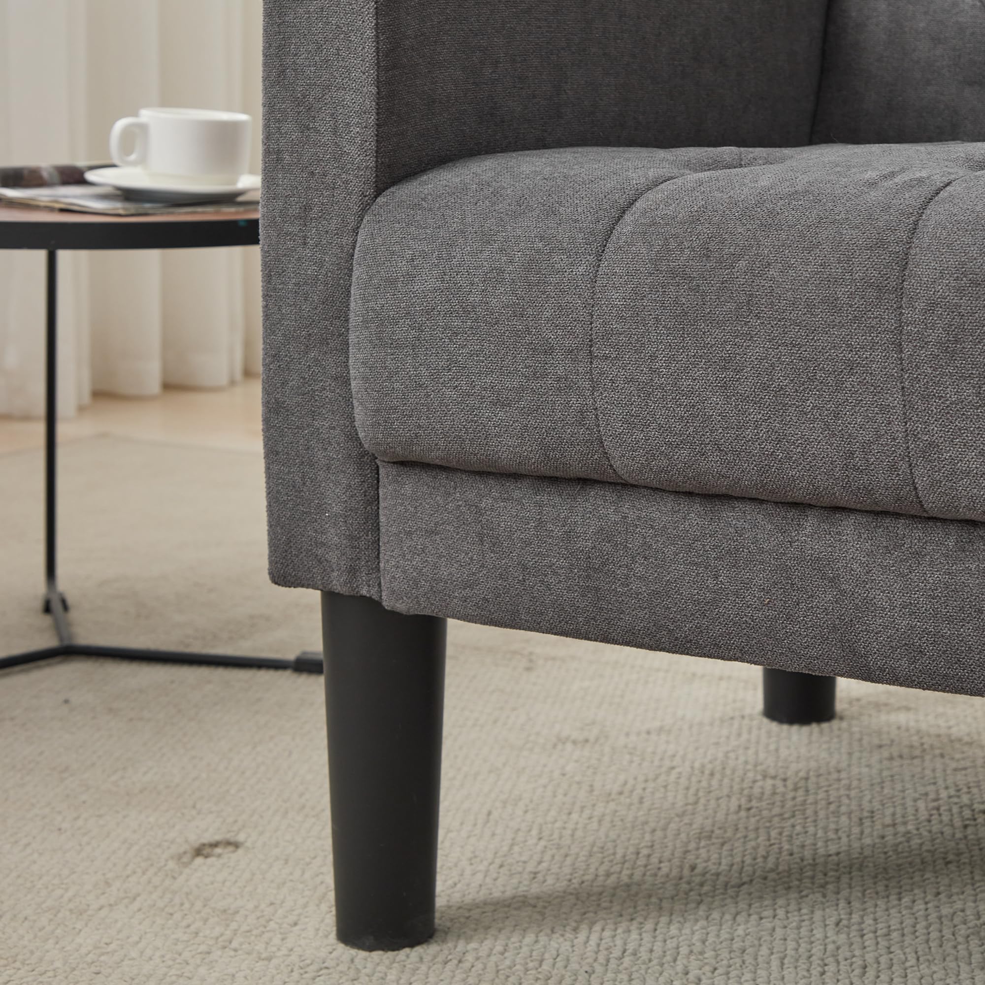 TYBOATLE Mid Century Modern Accent Chairs Set of 2 - Tufted Upholstered Armchairs for Living Room, Bedroom & Office - Dark Grey Lounge Chairs Perfect for Reading, Relaxing & Decor (Set of 2)
