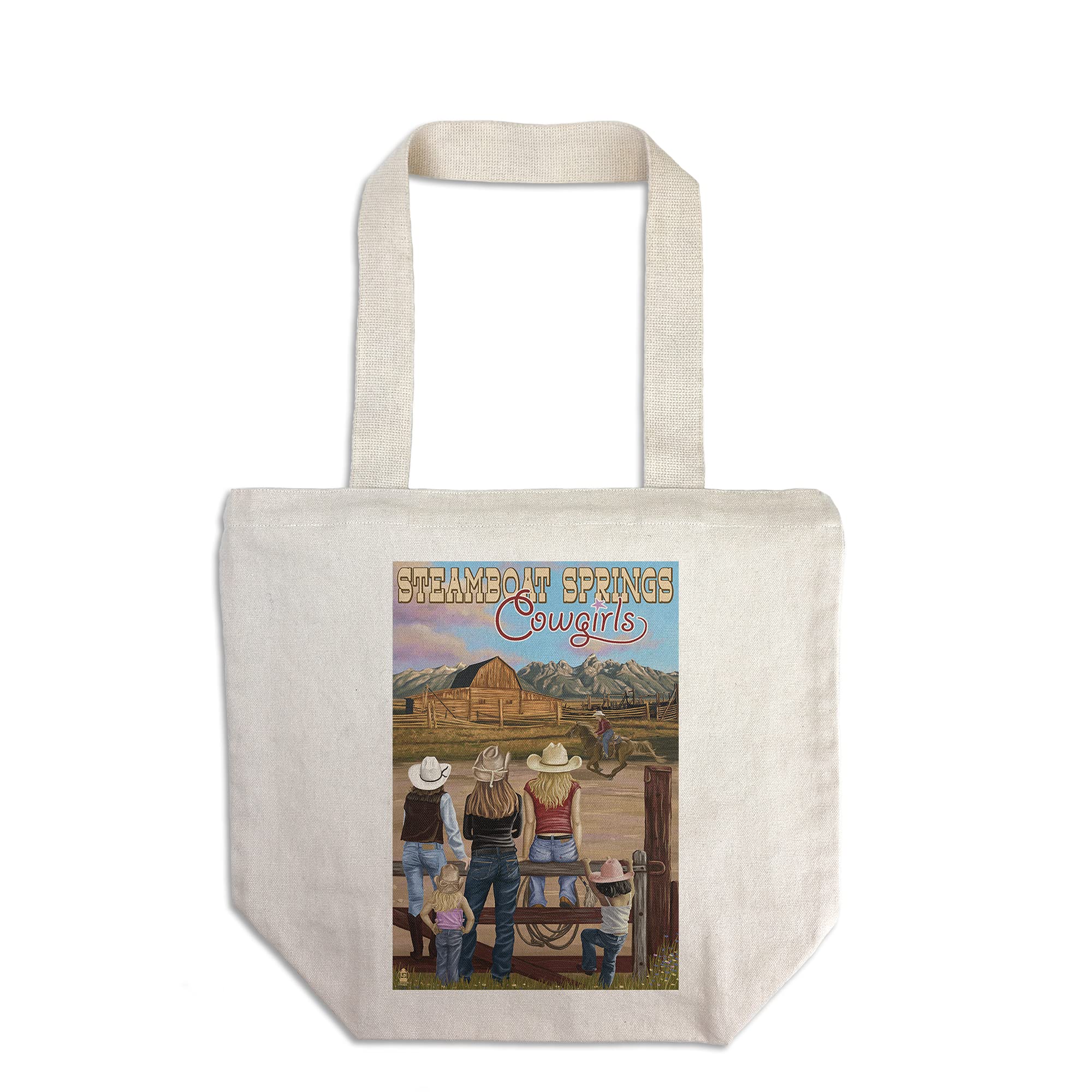 Lantern Press Steamboat Springs Colorado Cowgirls Cotton Canvas Reusable Tote Bag - Eco-Friendly Shopping & Beach Tote for Women