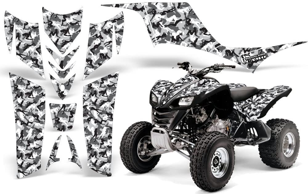 AMR Racing ATV Graphics Kit Sticker Decal for Kawasaki KFX 700 (2004-2009) - Urban Camo Black Design | High-Quality ATV Decals for Off-Road Racing & Customization