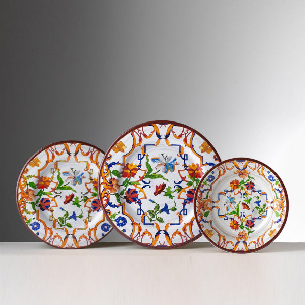 Premium Melamine Salad Plates - White Firenze Design - Durable & Lightweight Dinnerware for Outdoor Picnics, BBQs, and Casual Dining