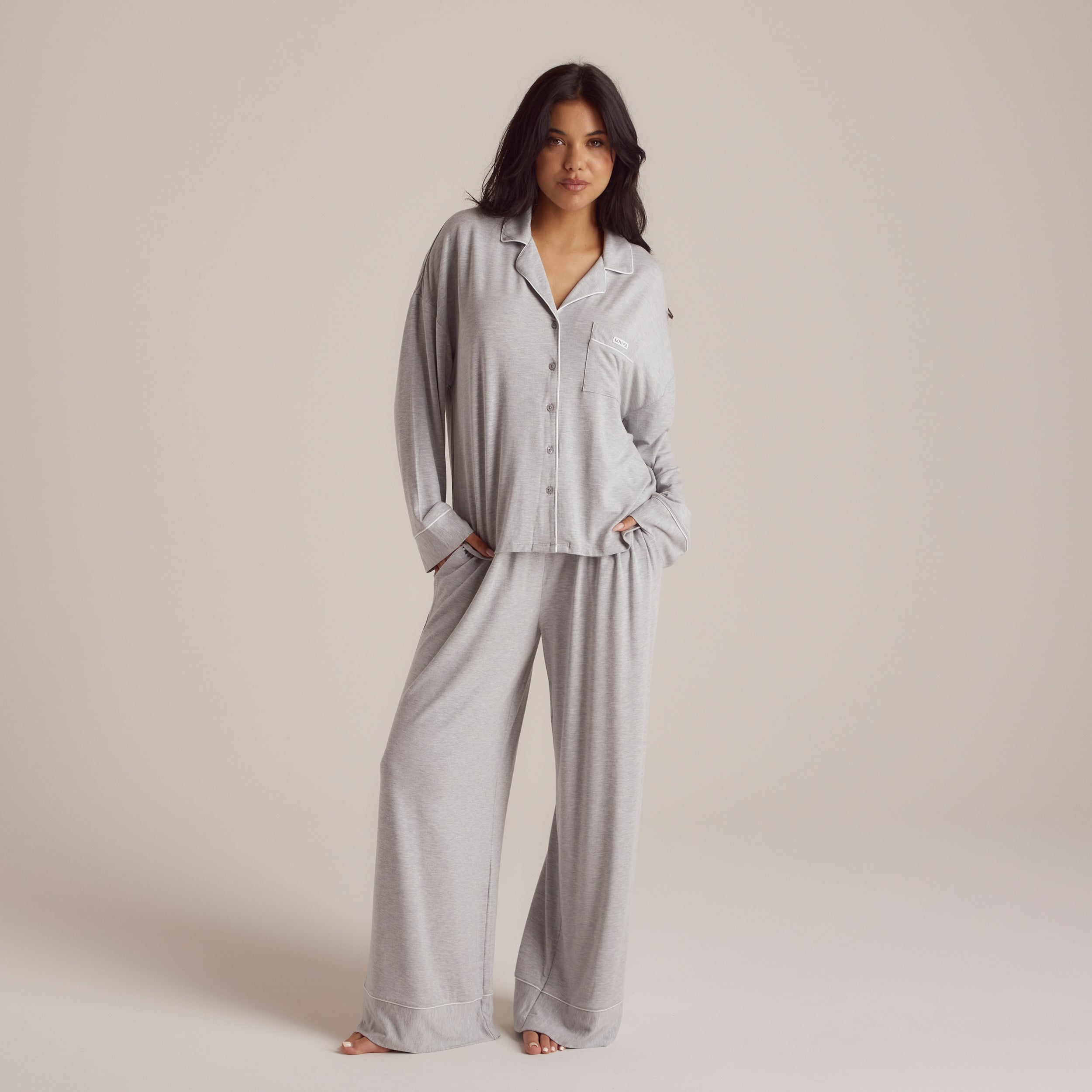 Soft Modal Pyjama Shirt - Grey Marl for Women | Comfortable Sleepwear & Lounge Wear for Nighttime Relaxation
