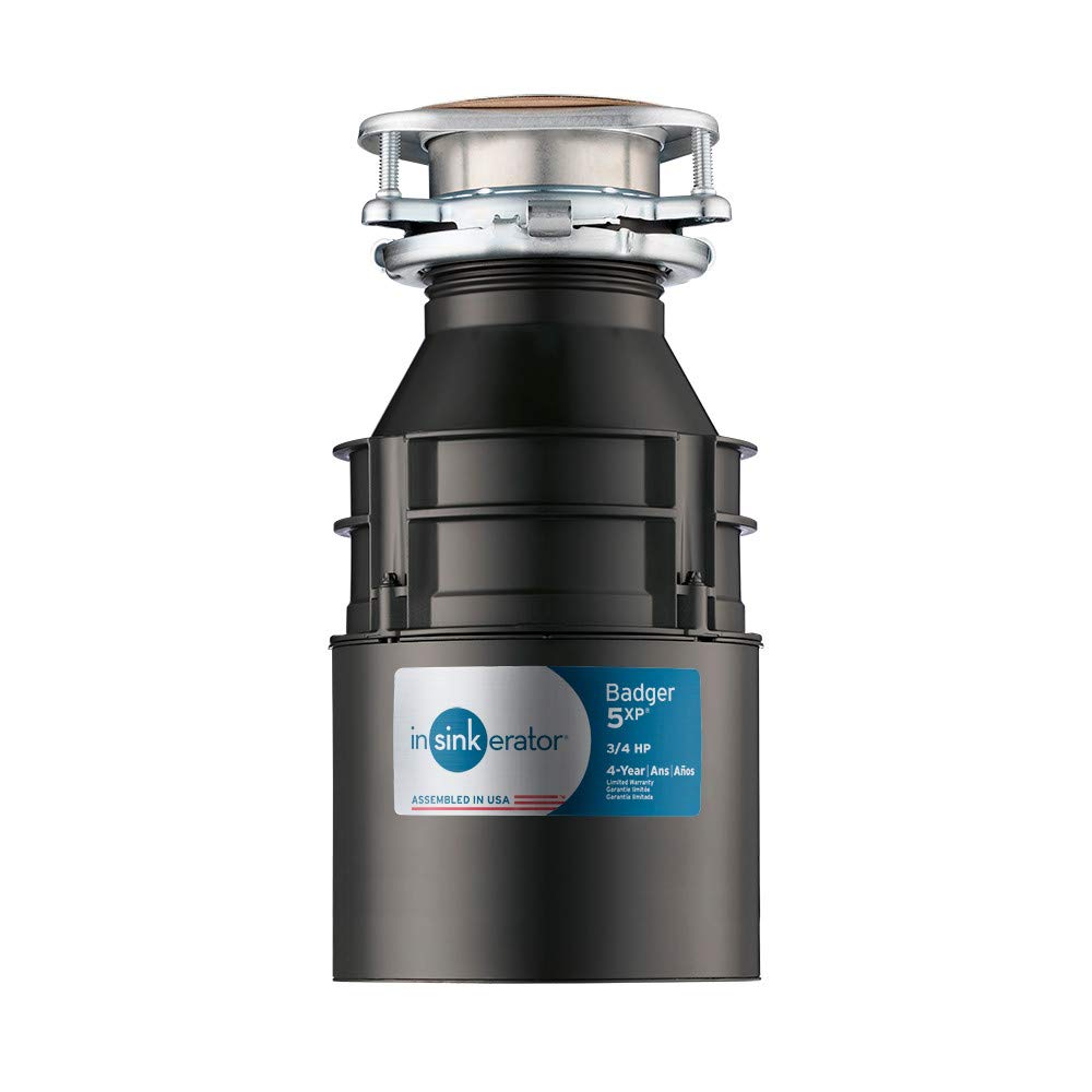 InSinkErator Badger 5XP 3/4 HP Continuous Feed Garbage Disposal - Powerful Kitchen Waste Disposer for Sinks - Perfect for Home & Restaurant Use